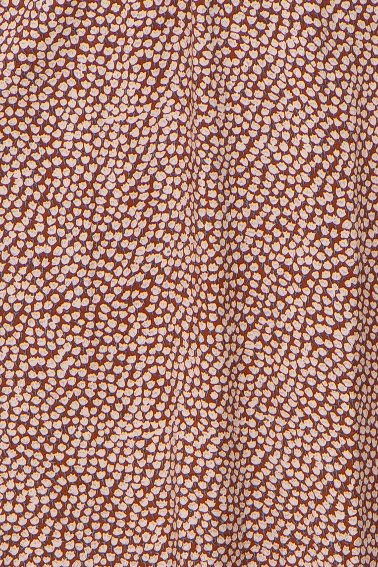 Rust Ditsy Floral Smocked 3/4 Sleeve Midi Dress sold by Pinkblush product image thumbnail 4