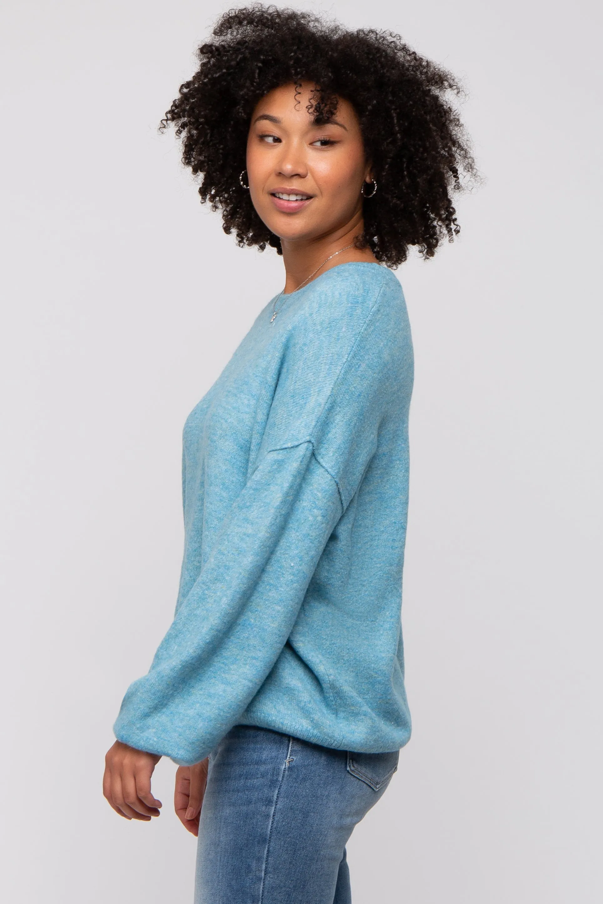 Blue Basic Drop Shoulder Sweater sold by Pinkblush product image thumbnail 3