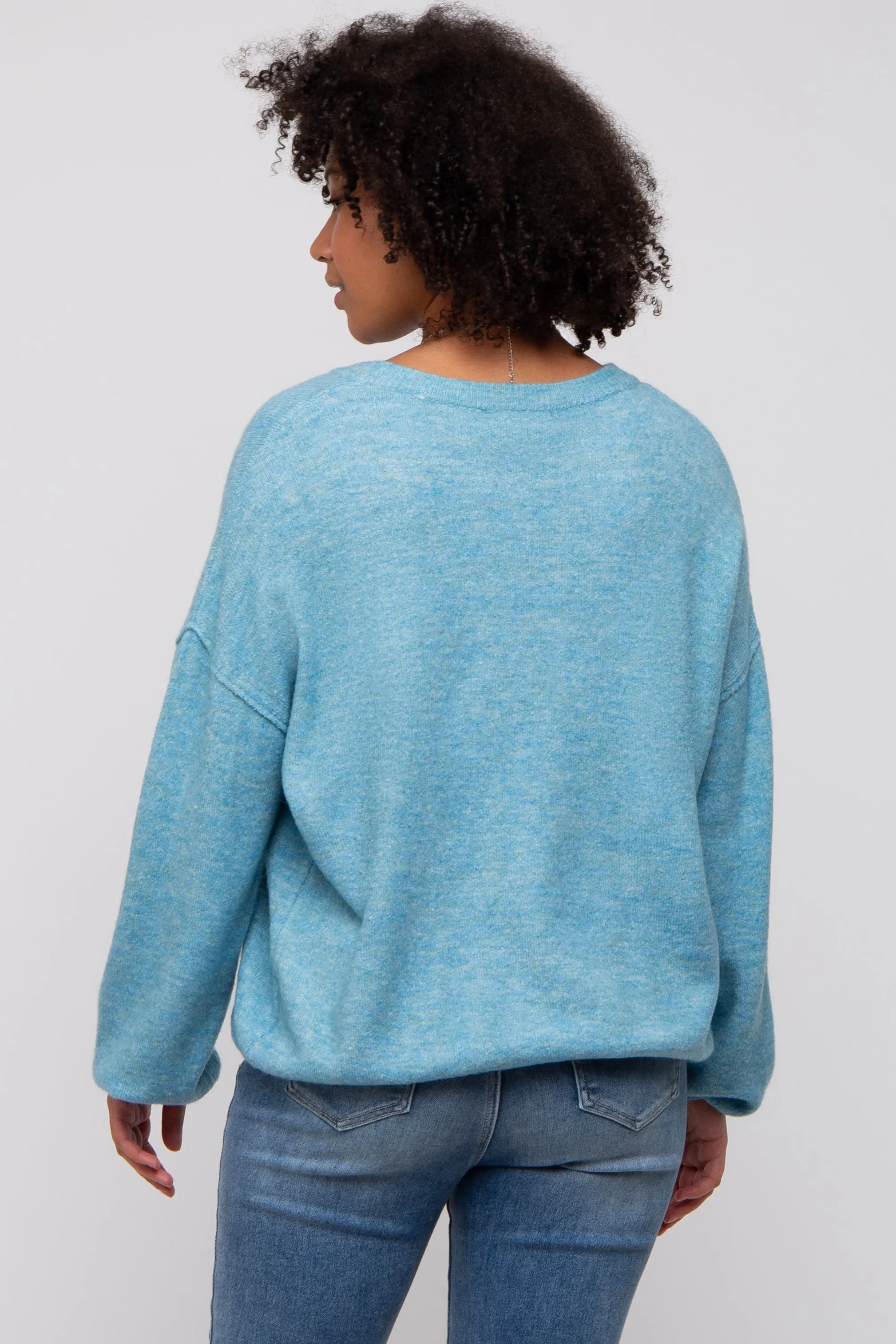 Blue Basic Drop Shoulder Sweater sold by Pinkblush product image thumbnail 4