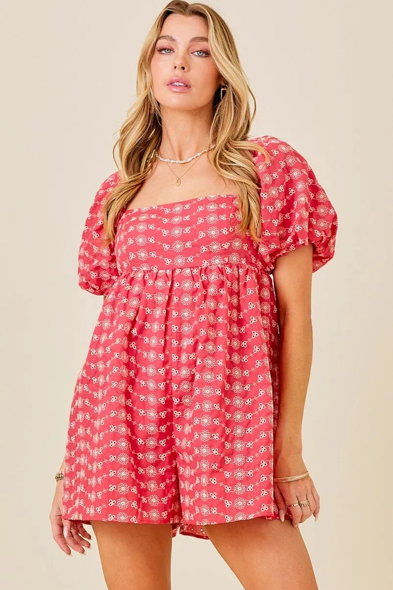 Red Embroidered Floral Romper sold by Pinkblush product image thumbnail 2