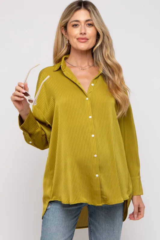 Lime Striped Button Up Maternity Top sold by Pinkblush