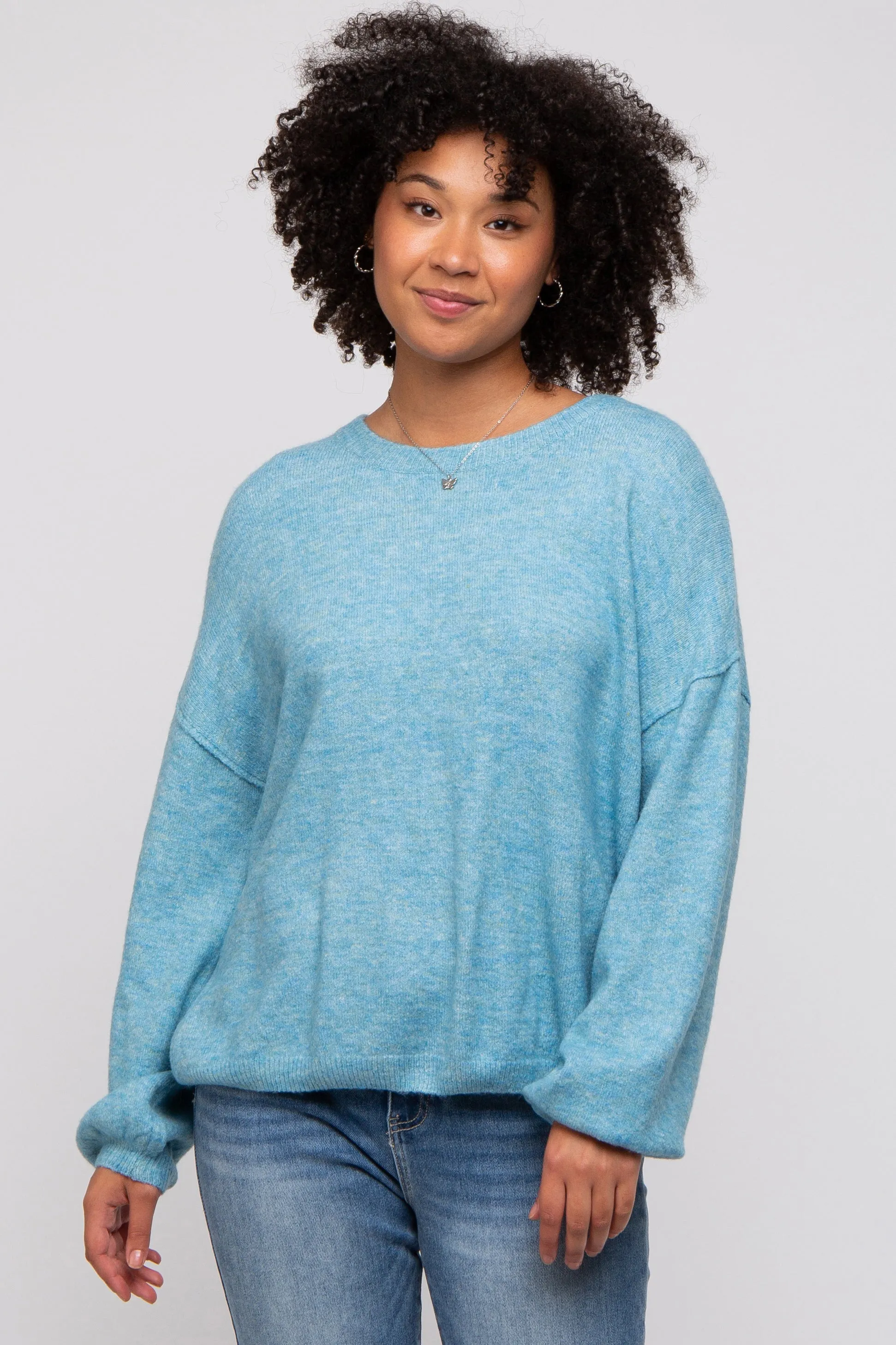 Blue Basic Drop Shoulder Sweater sold by Pinkblush product image thumbnail 2