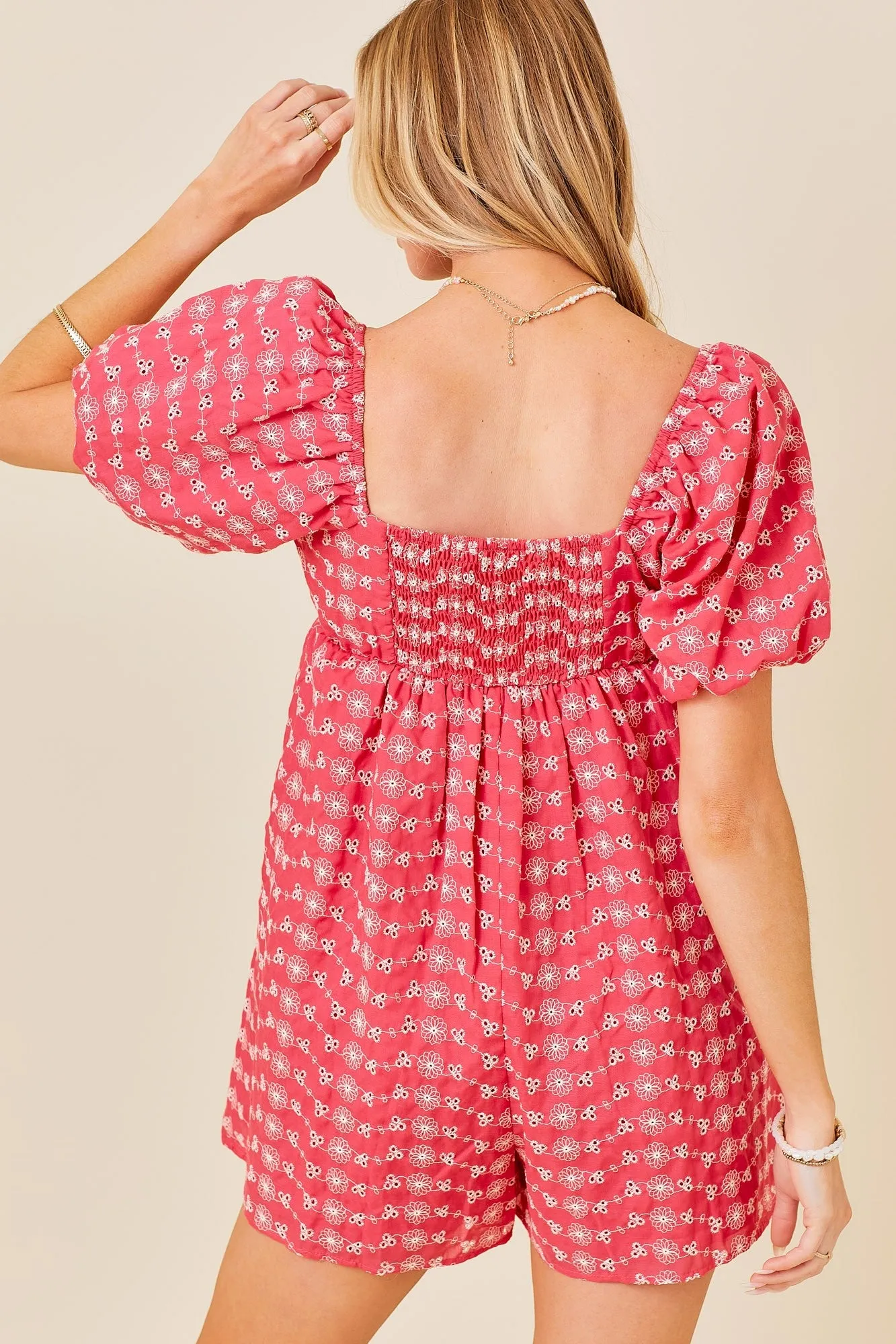 Red Embroidered Floral Romper sold by Pinkblush product image thumbnail 3