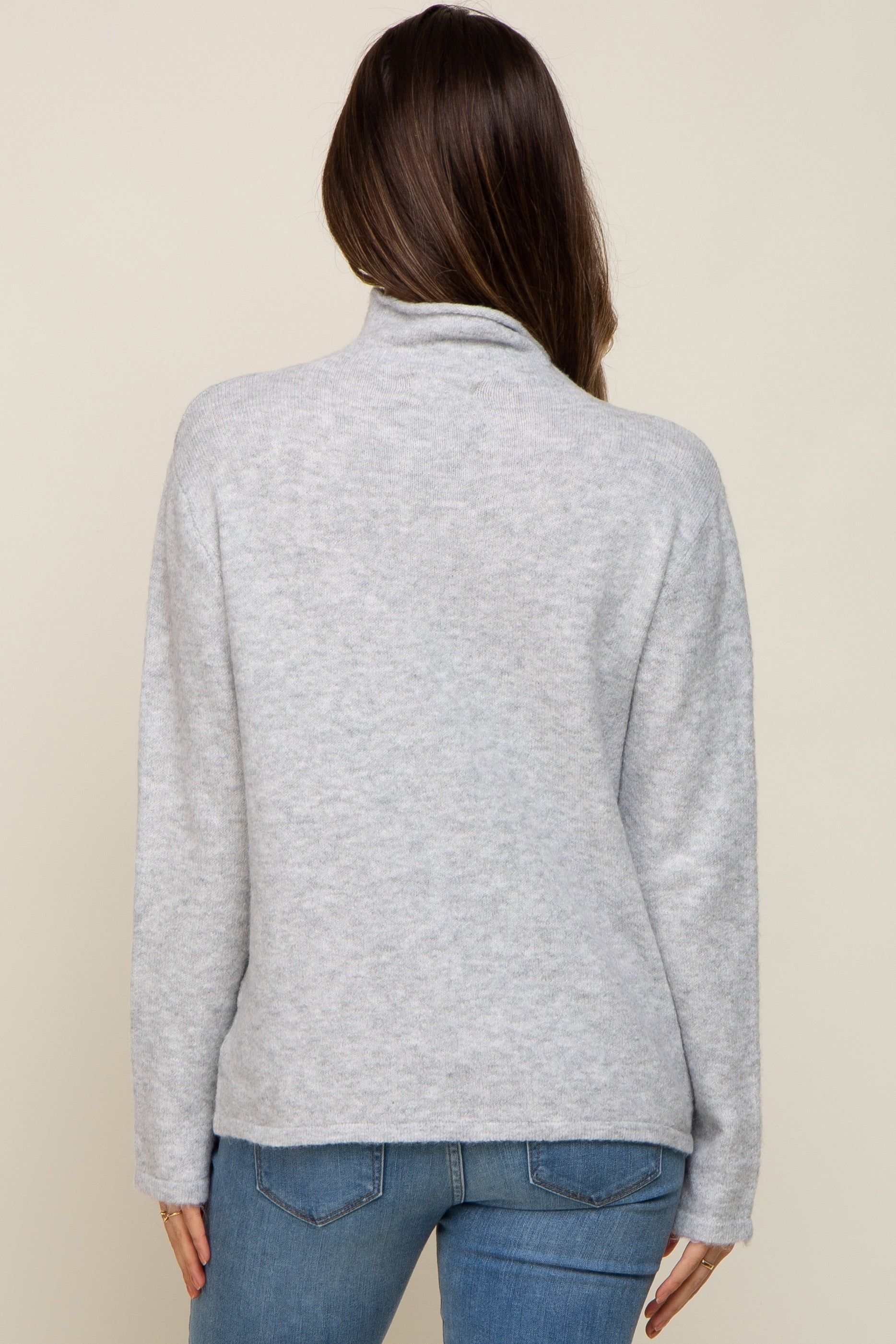 Heather Grey Ultra Soft Mock Neck Maternity Sweater sold by Pinkblush product image thumbnail 3