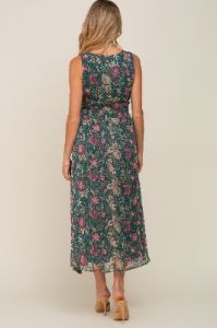 Forest Green Floral Maternity Maxi Dress sold by Pinkblush