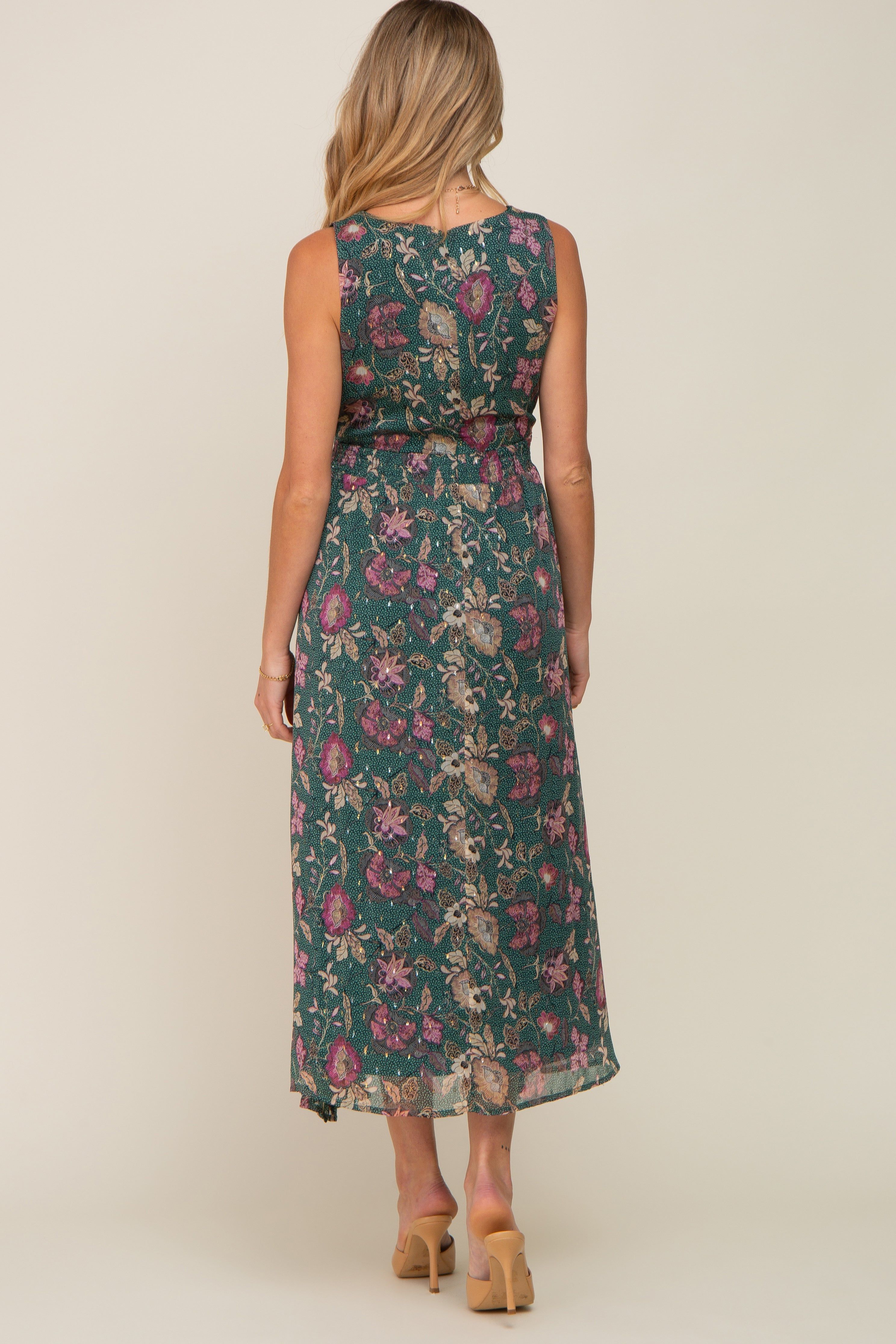 Forest Green Floral Maternity Maxi Dress sold by Pinkblush product image thumbnail 4