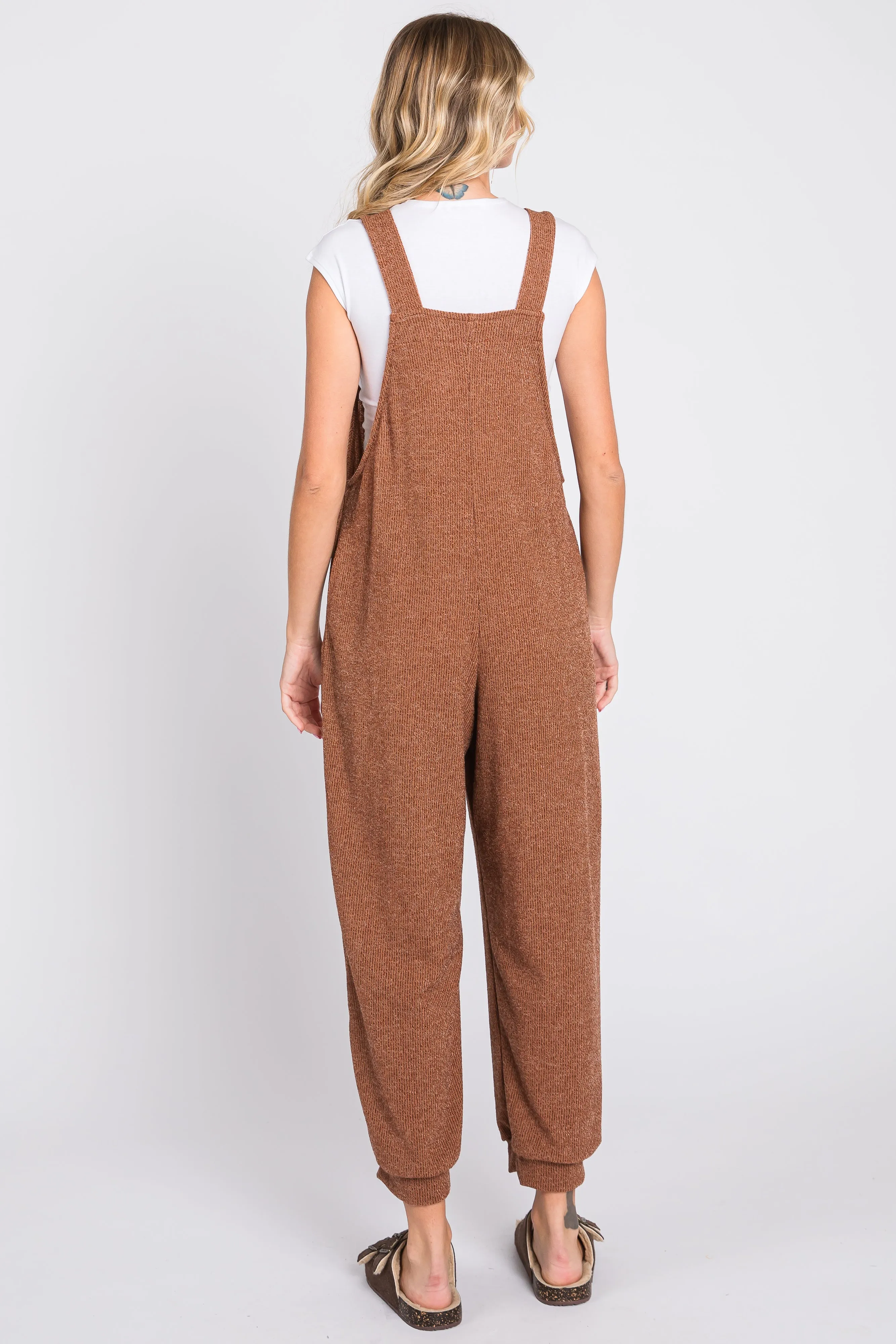 Mocha Front Pocket Knit Overalls sold by Pinkblush product image thumbnail 3