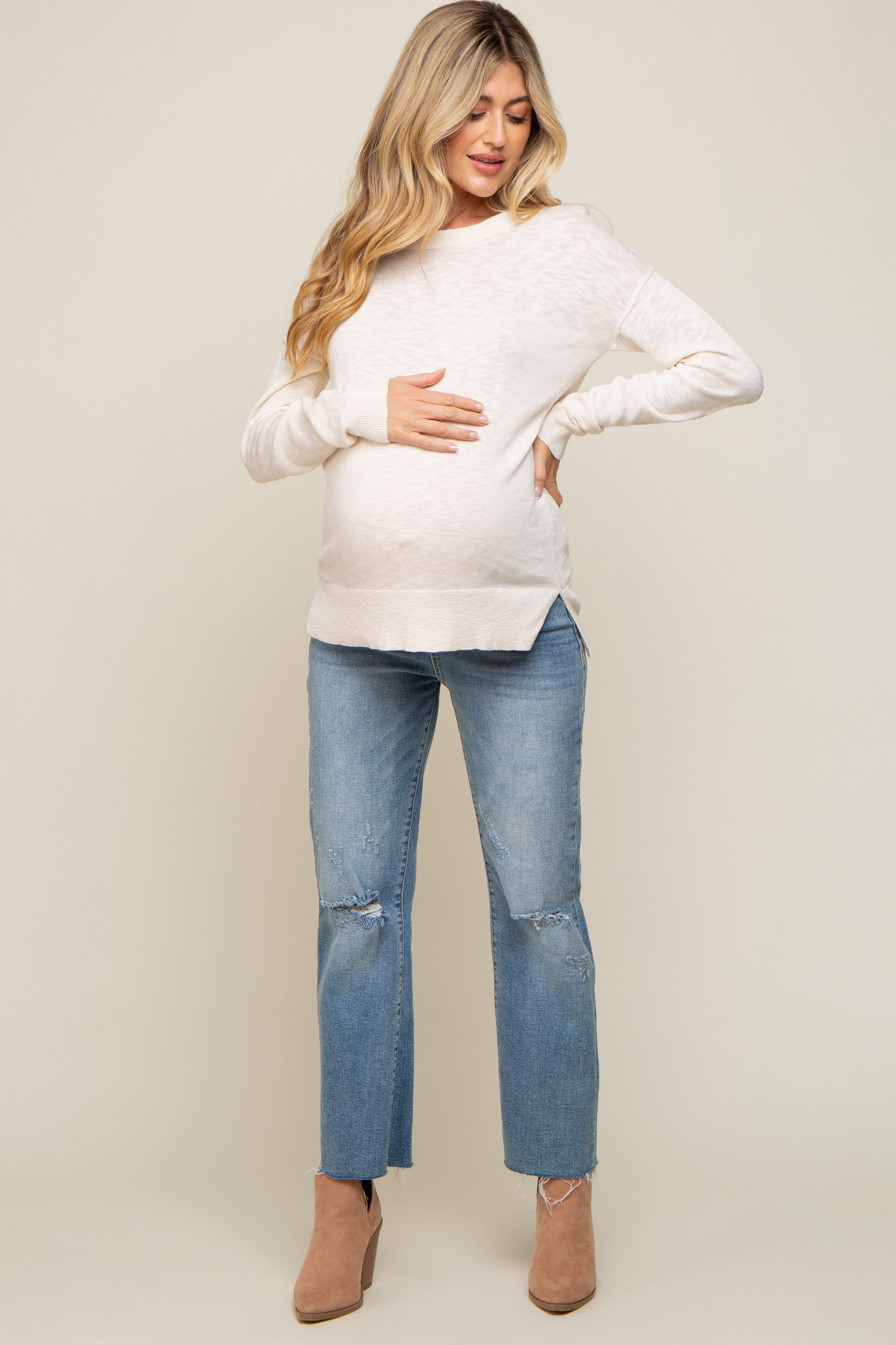 Ivory Knit Long Sleeve Maternity Top sold by Pinkblush product image thumbnail 4