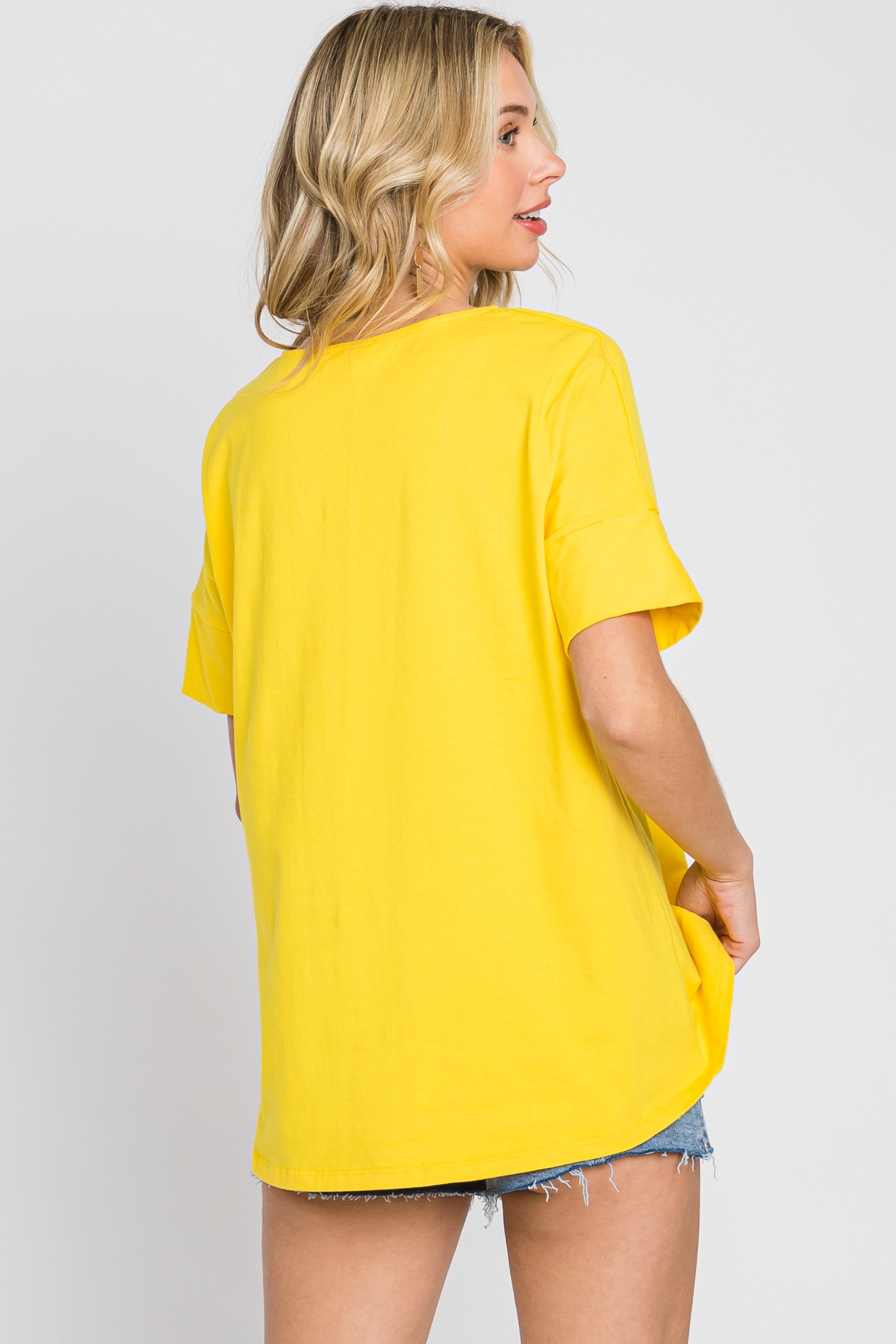 Yellow Short Cuff Sleeve Top sold by Pinkblush product image thumbnail 4