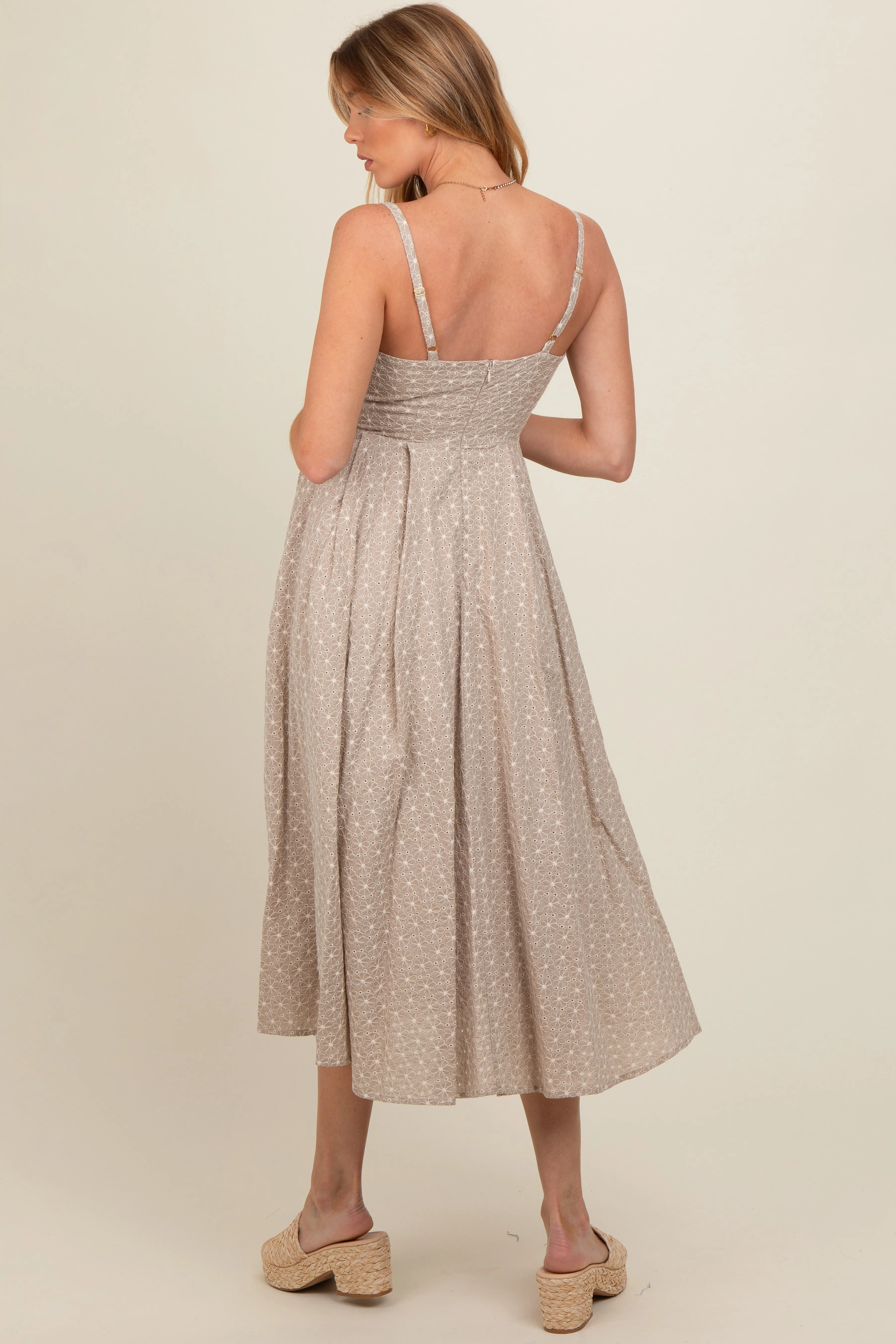 Beige Floral Embroidered Maternity Maxi Dress sold by Pinkblush product image thumbnail 4