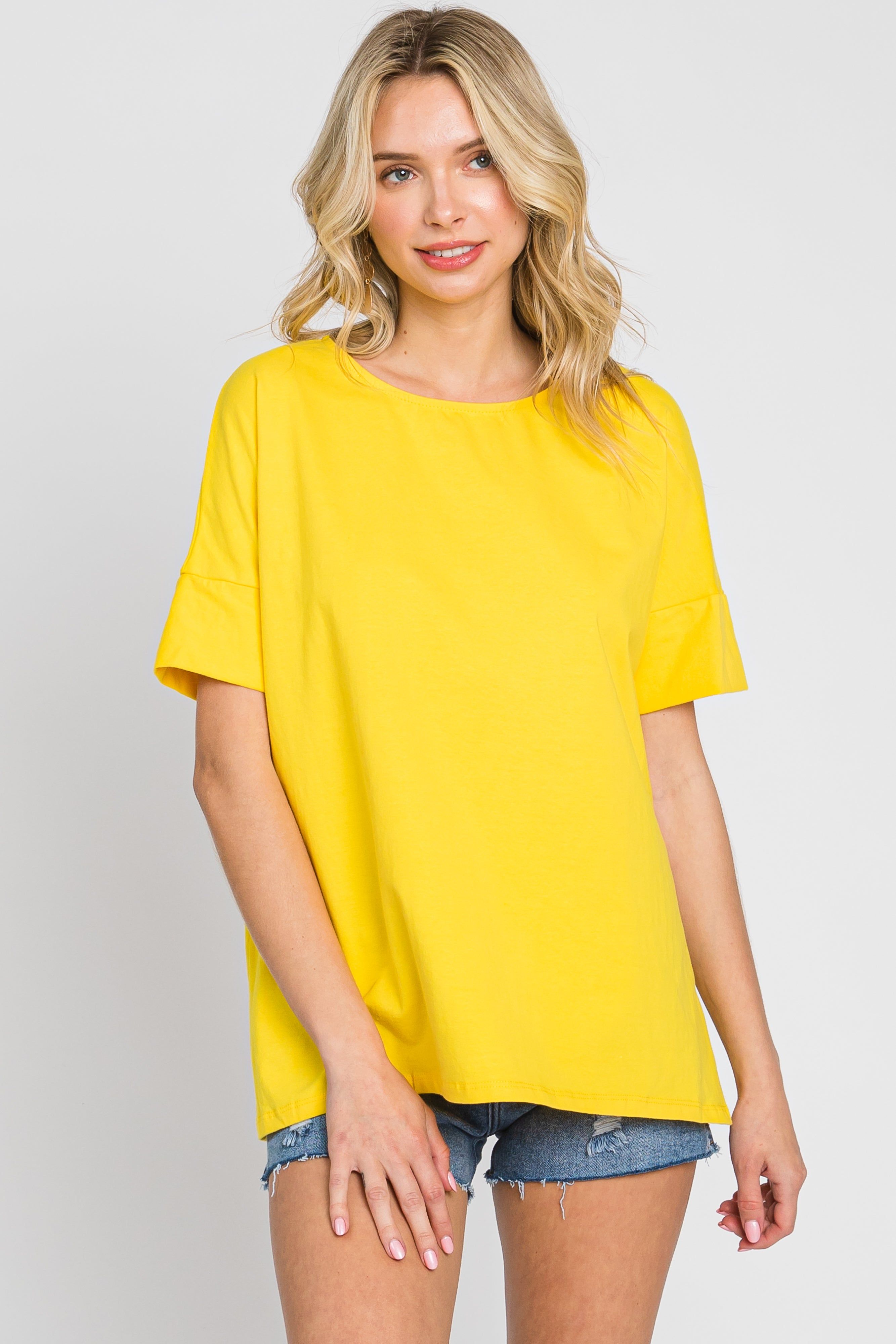 Yellow Short Cuff Sleeve Top sold by Pinkblush product image thumbnail 2