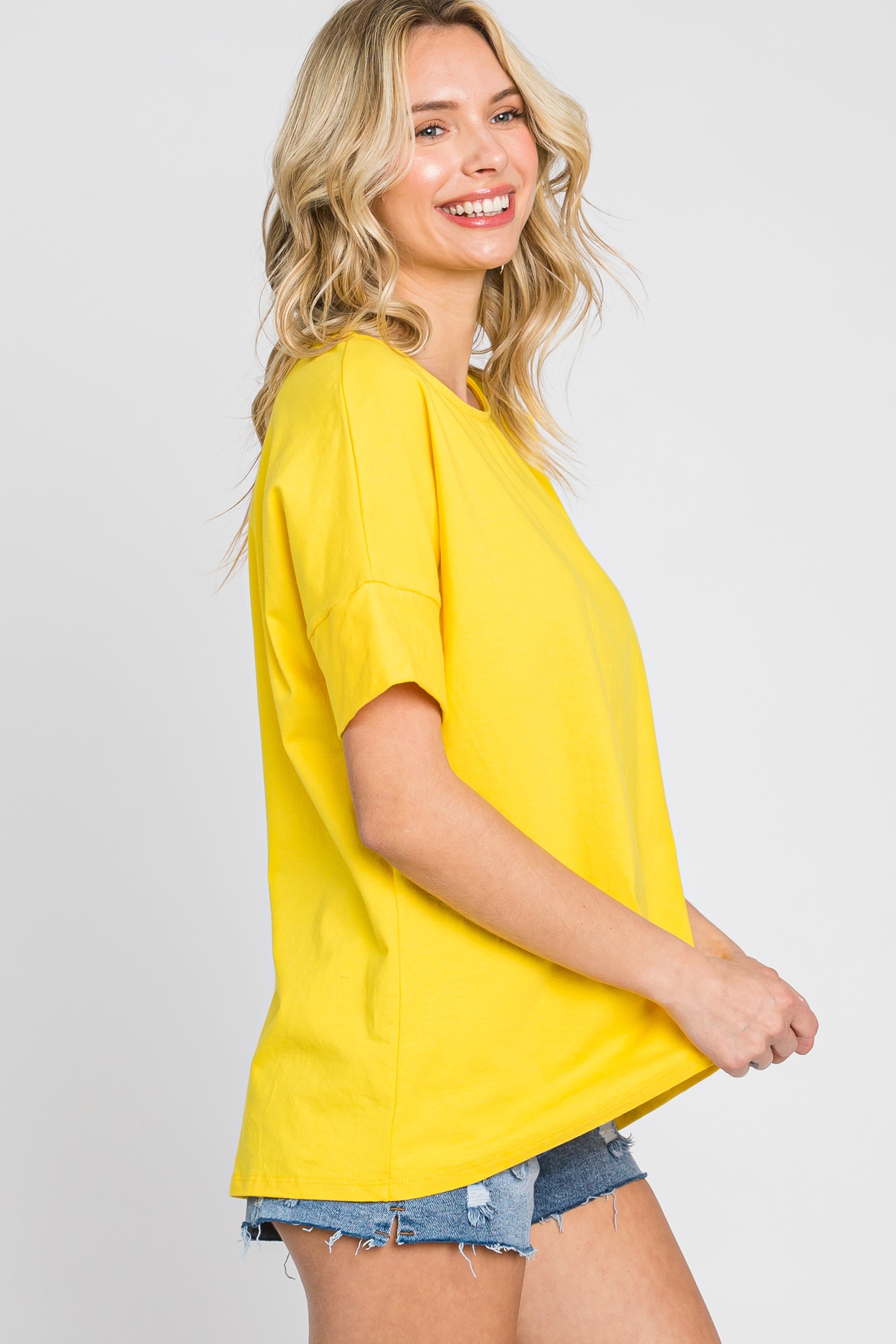 Yellow Short Cuff Sleeve Top sold by Pinkblush product image thumbnail 3