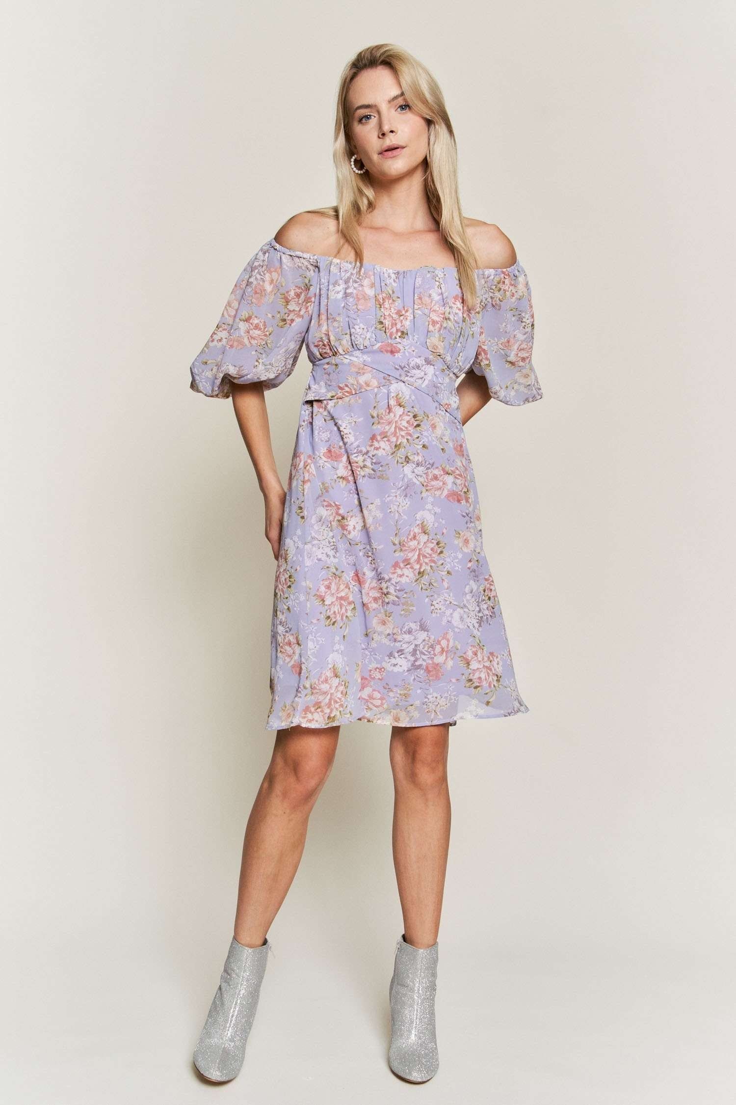 Lavender Vintage Floral Print Dress sold by Pinkblush product image thumbnail 4