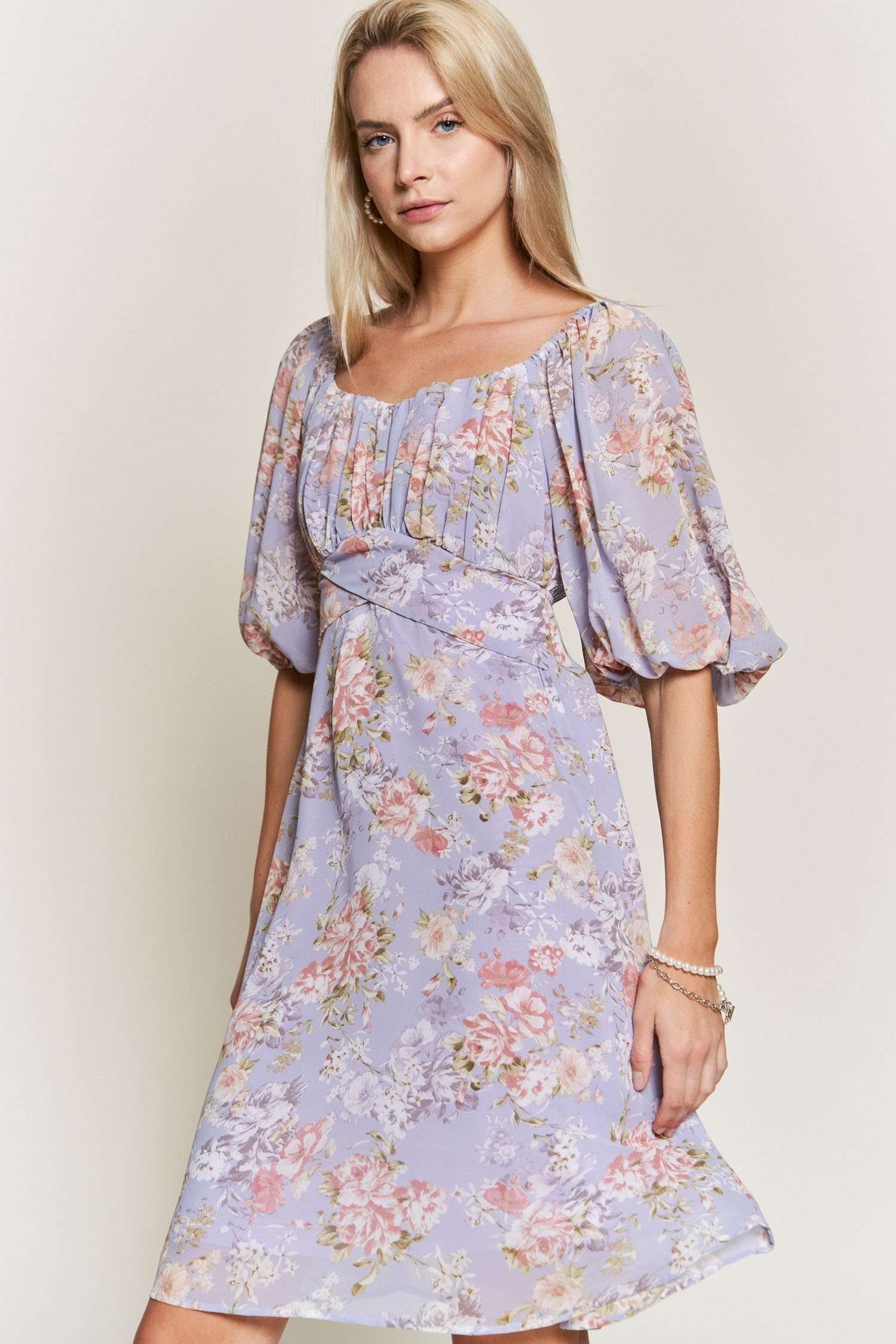Lavender Vintage Floral Print Dress sold by Pinkblush