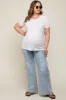 Light Blue Maternity Plus Wide Leg Jeans sold by Pinkblush