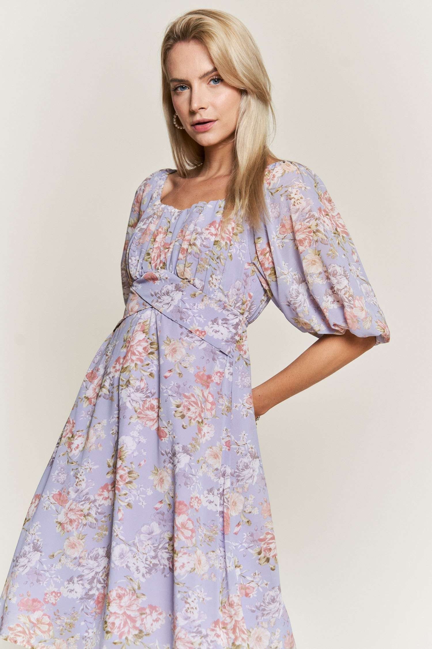 Lavender Vintage Floral Print Dress sold by Pinkblush product image thumbnail 2
