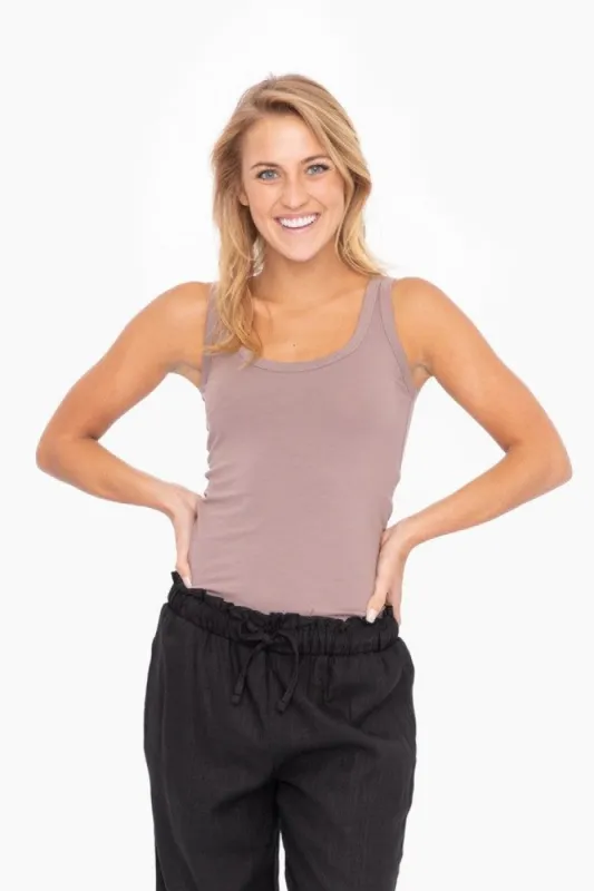 Mocha Scoop Neckline Tank Top sold by Pinkblush