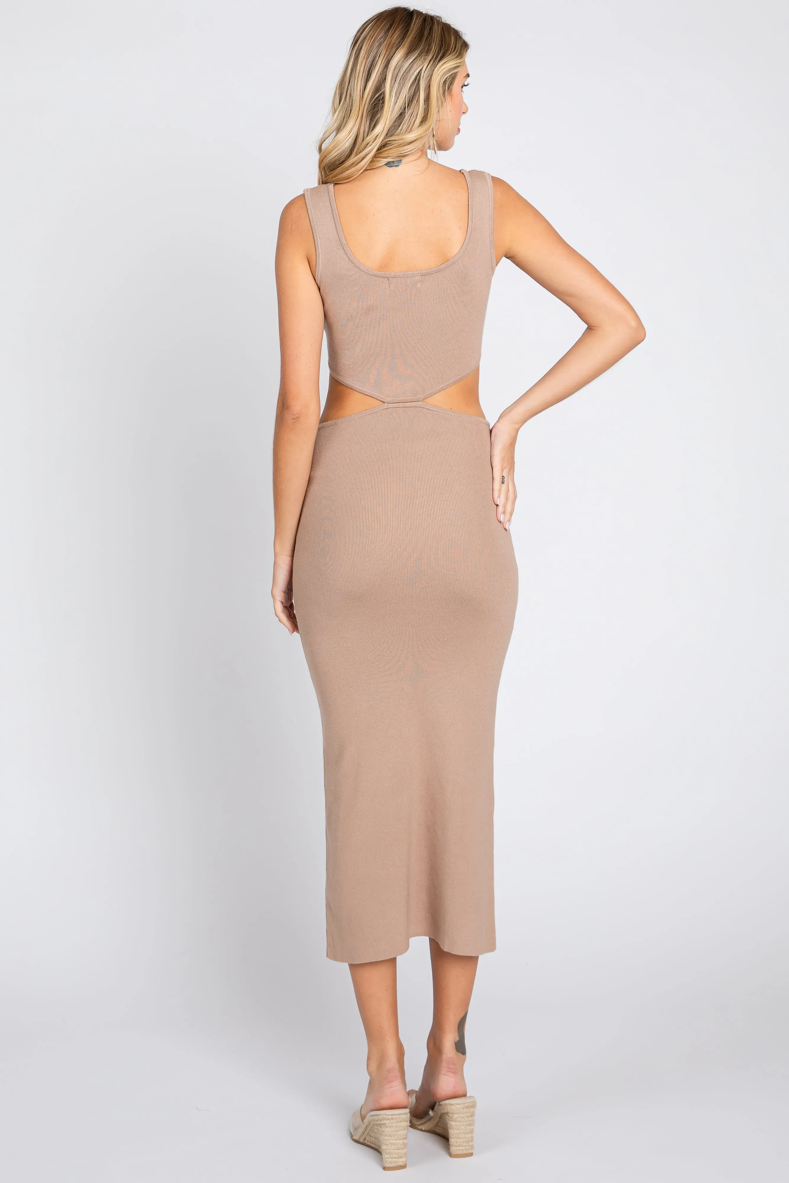 Mocha Sleeveless Side Cutout Midi Dress sold by Pinkblush product image thumbnail 3