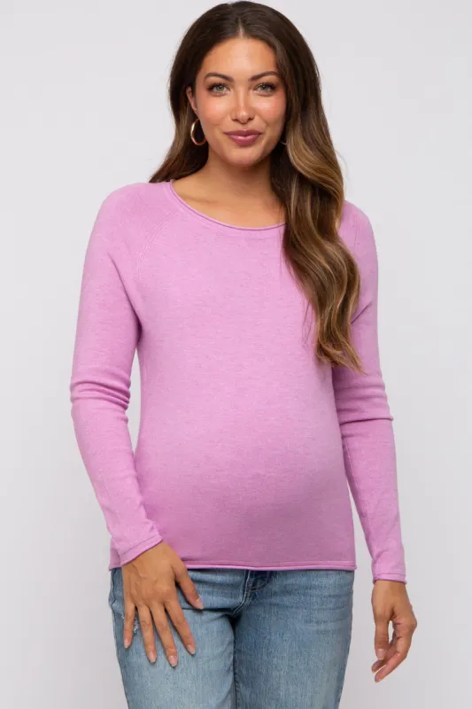 Mauve Basic Raglan Sleeve Maternity Sweater Top sold by Pinkblush