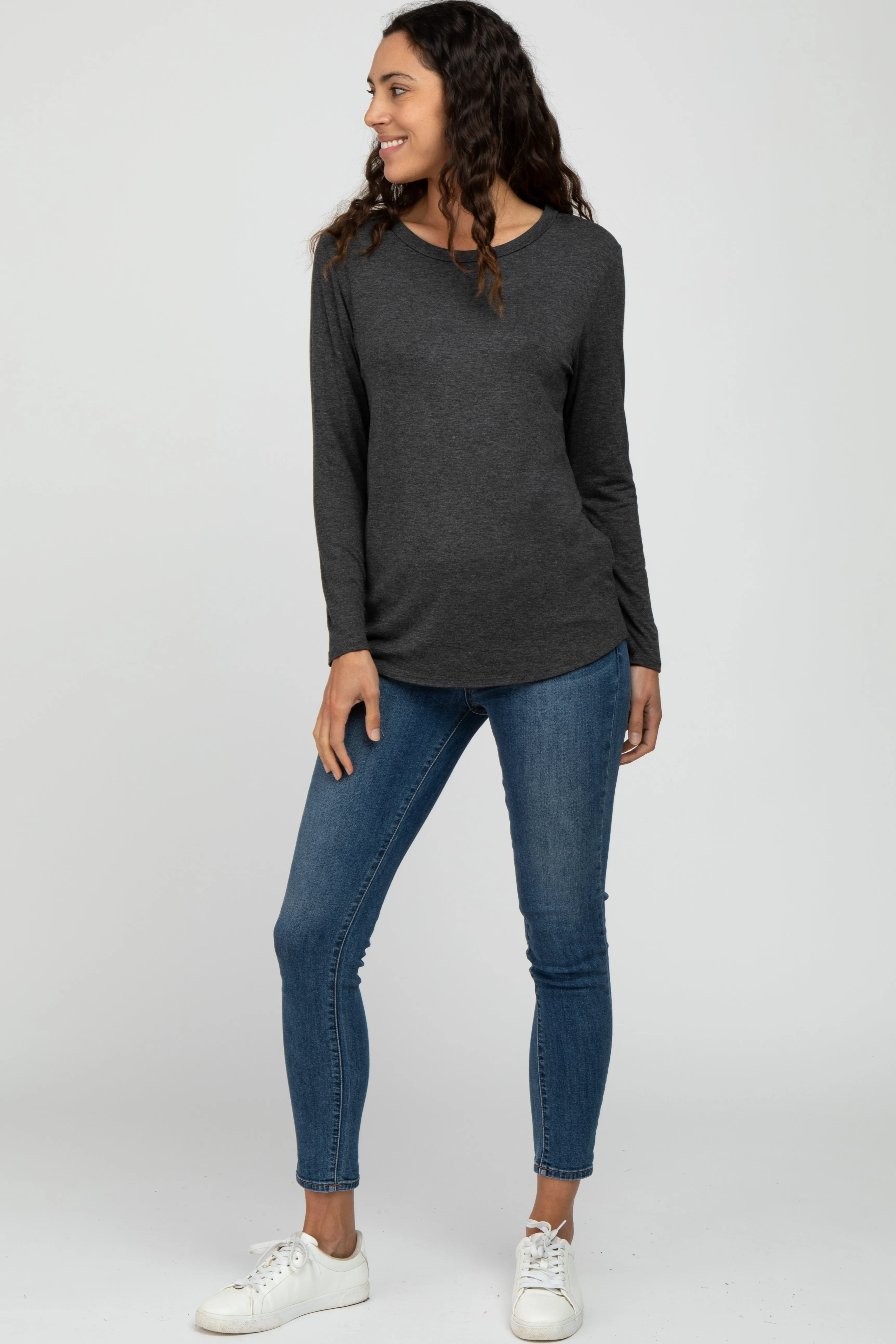 Charcoal Basic Long Sleeve Top sold by Pinkblush product image thumbnail 2