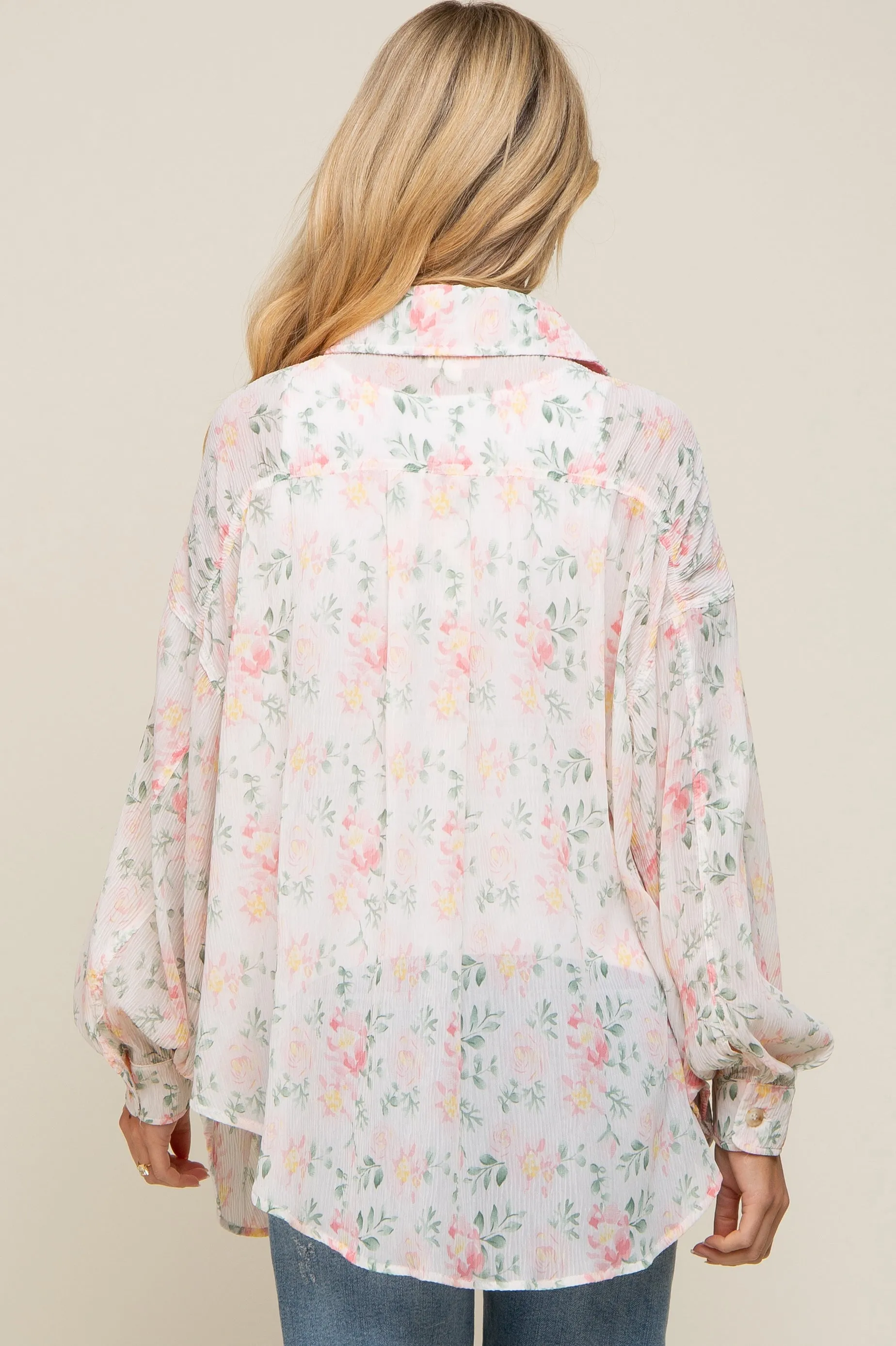 Pink Pleated Floral Oversized Maternity Blouse sold by Pinkblush product image thumbnail 3