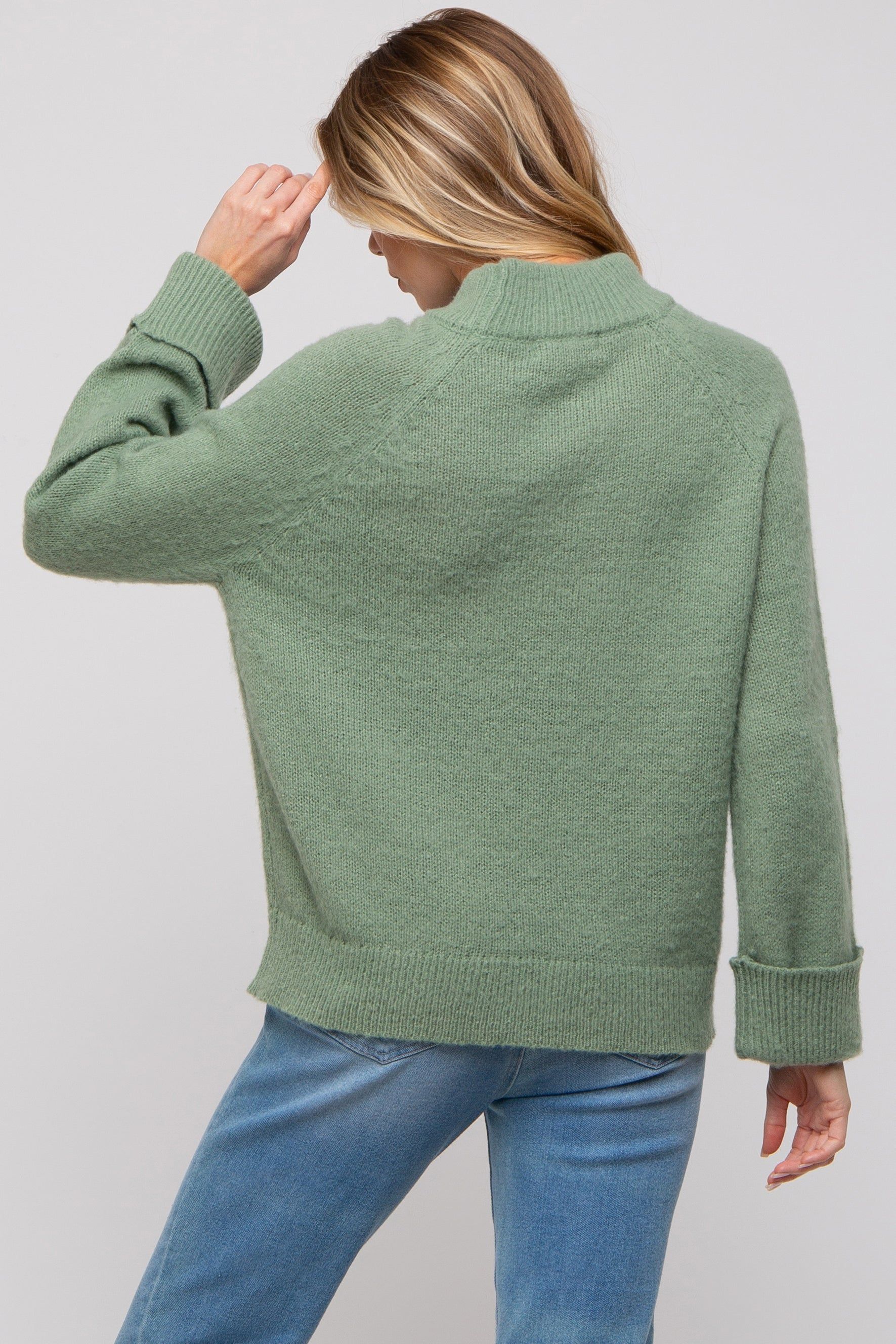 Green Mock Neck Maternity Sweater sold by Pinkblush product image thumbnail 4