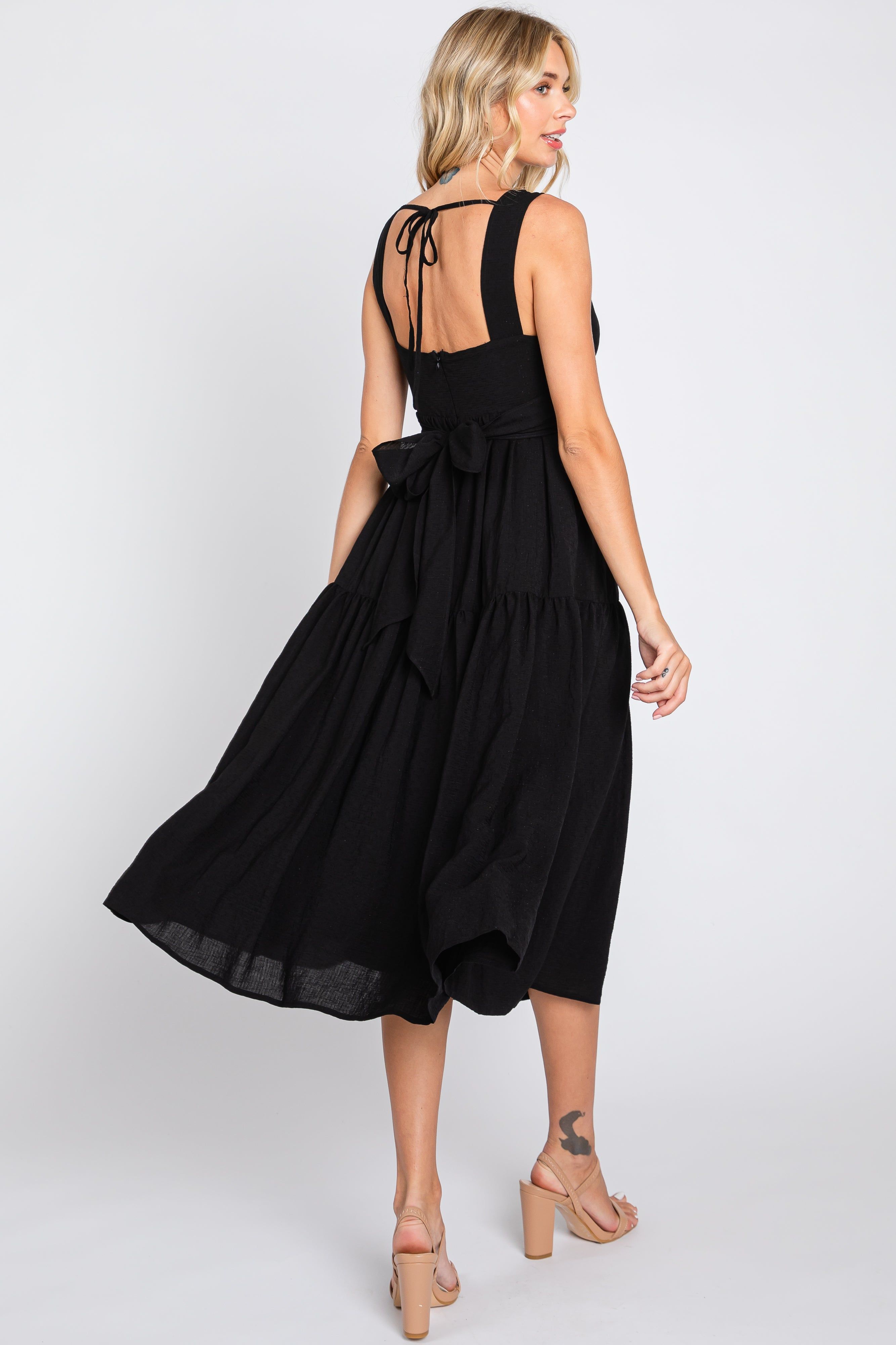 Black Wrap Front Accent Midi Dress sold by Pinkblush product image thumbnail 3