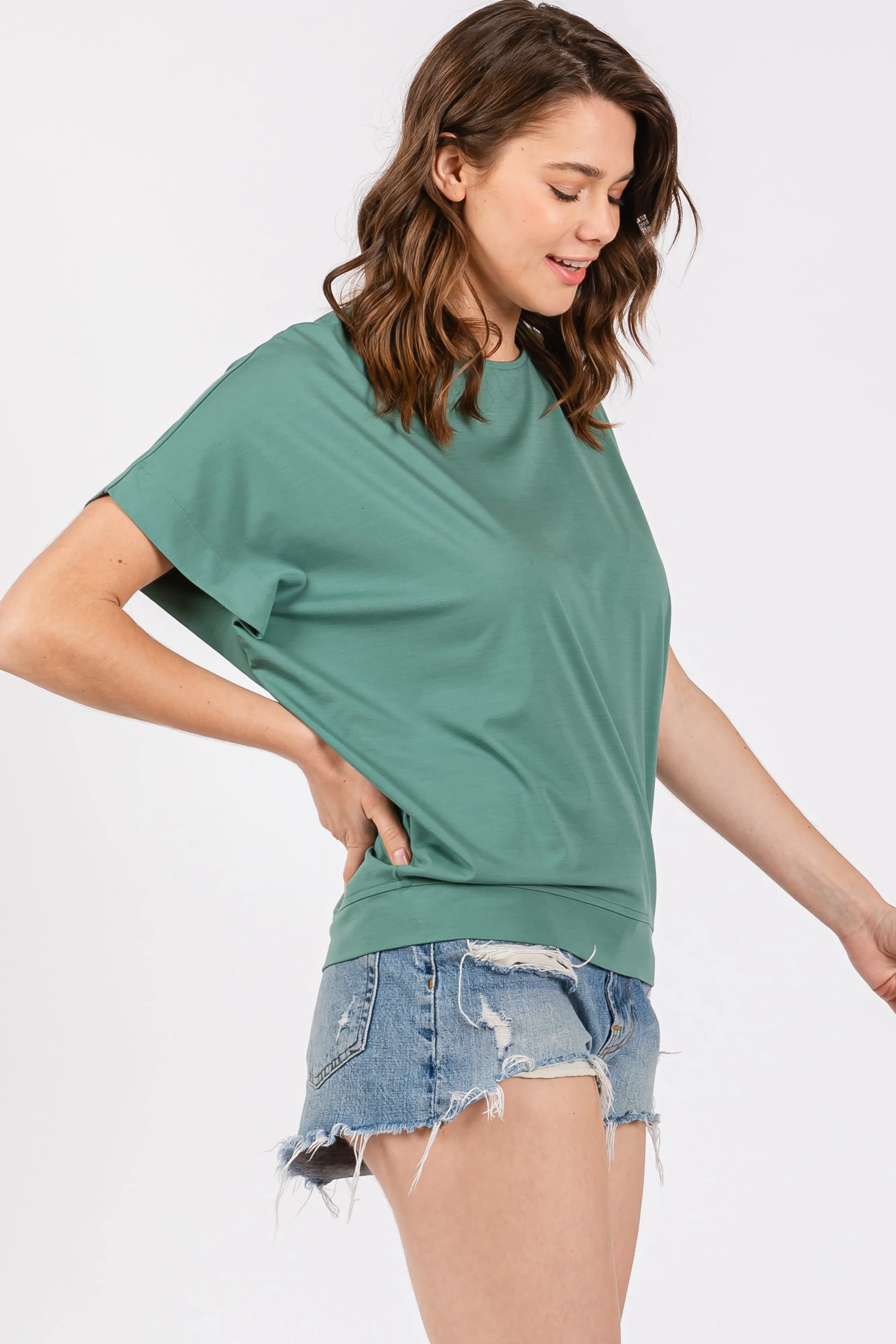 Green Round Neck Dolman Sleeve Top sold by Pinkblush product image thumbnail 2