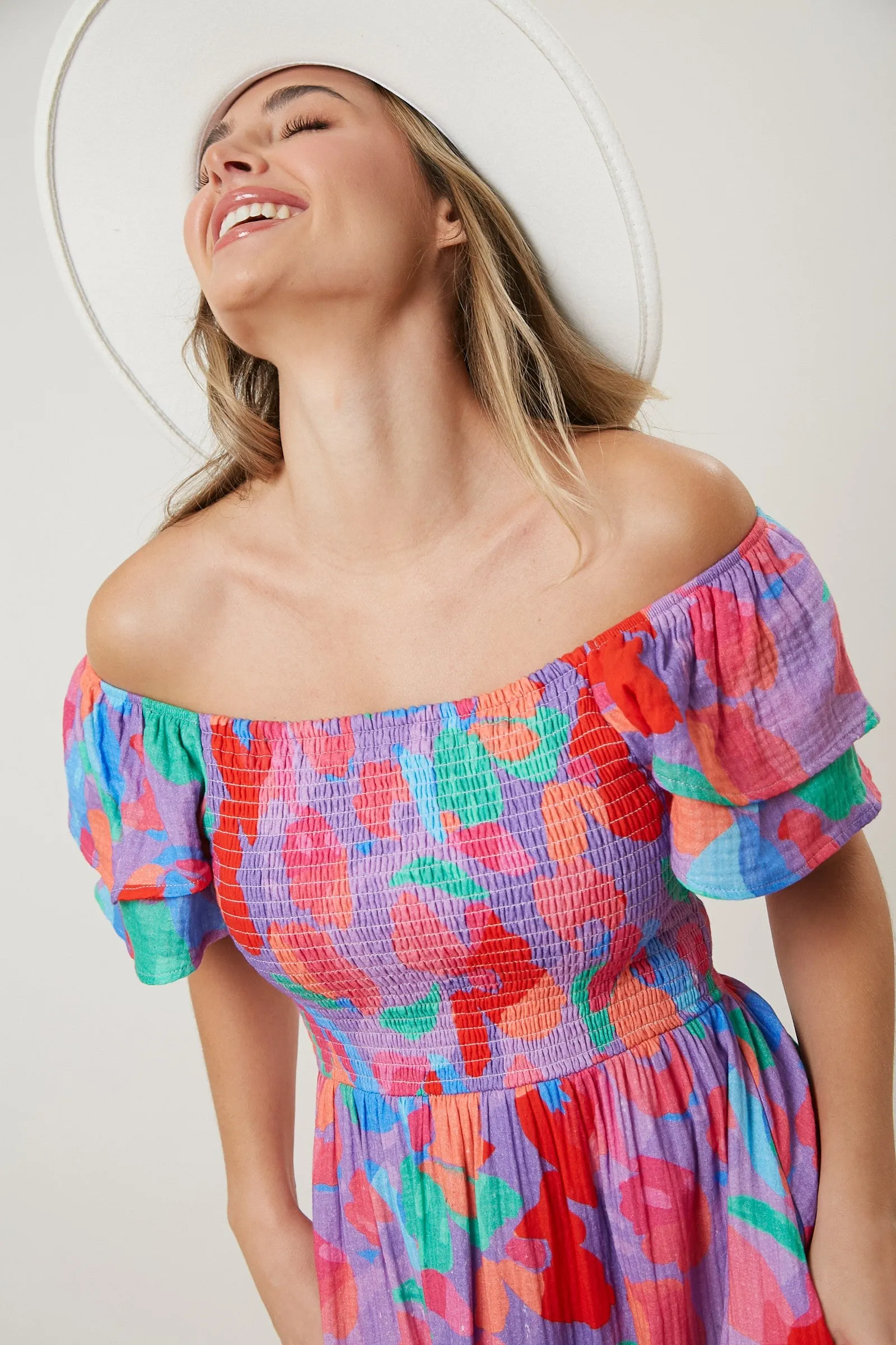 Pink Smocked Ruffle Sleeve Maxi Dress sold by Pinkblush product image thumbnail 4