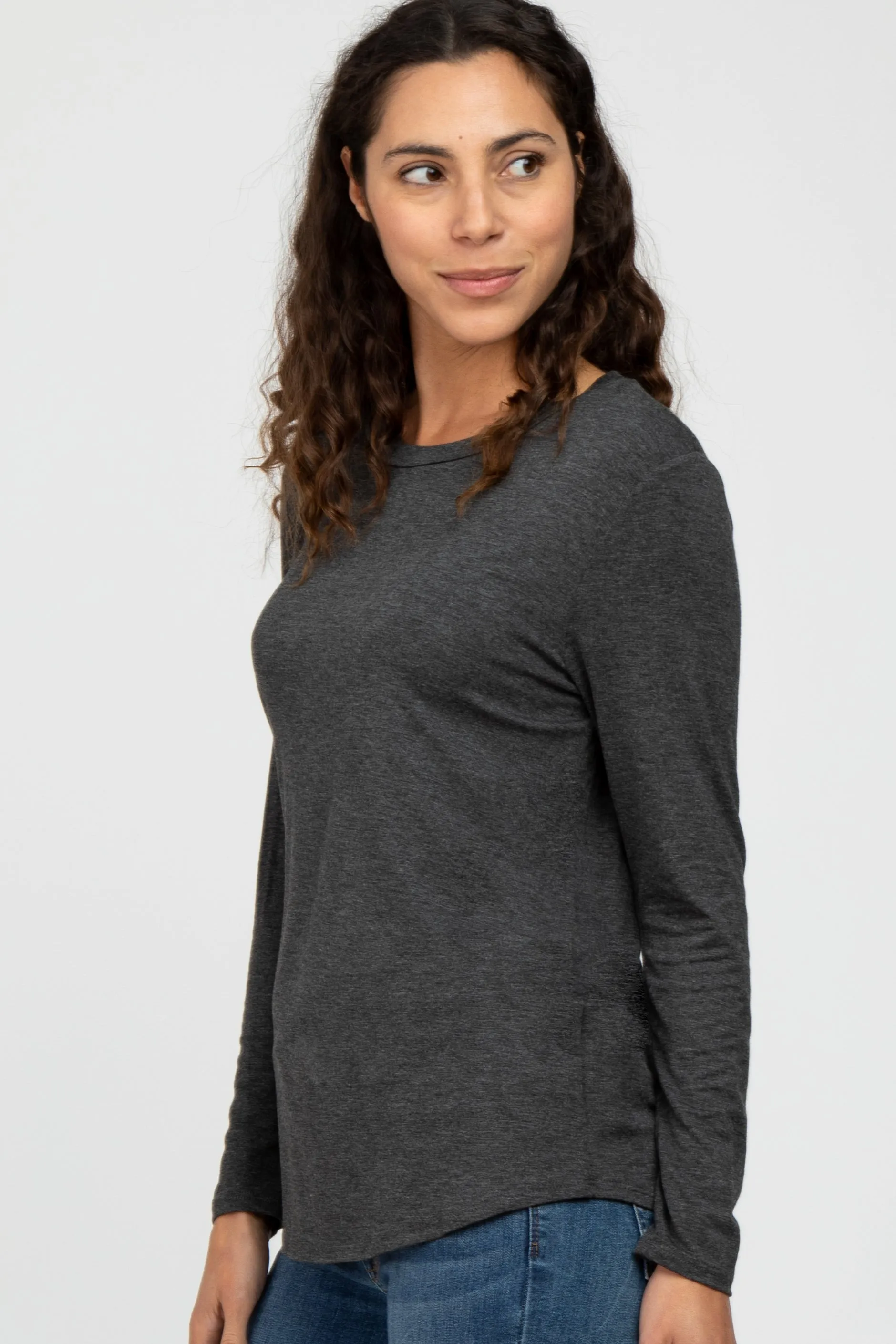 Charcoal Basic Long Sleeve Top sold by Pinkblush product image thumbnail 3