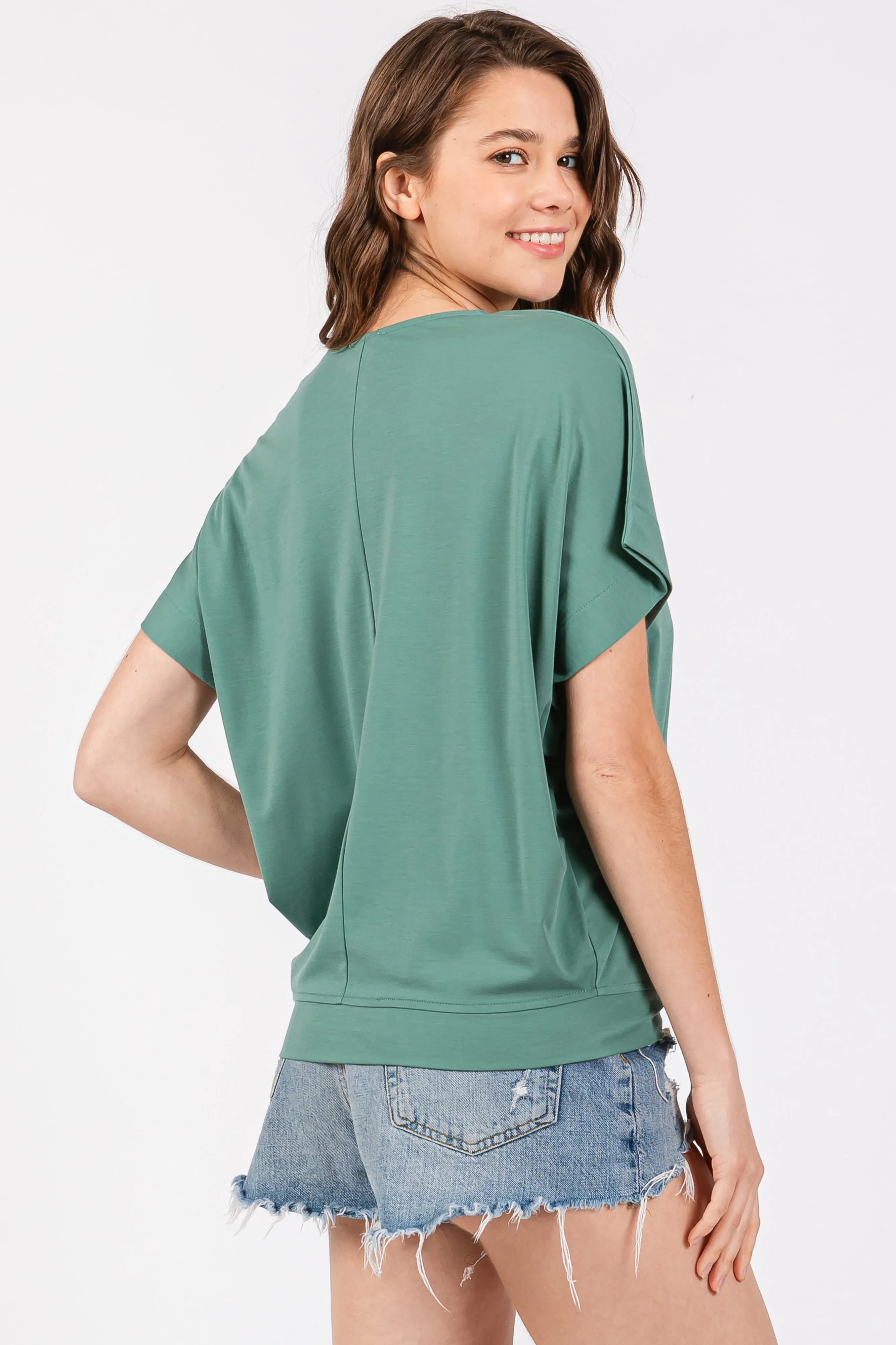 Green Round Neck Dolman Sleeve Top sold by Pinkblush product image thumbnail 3