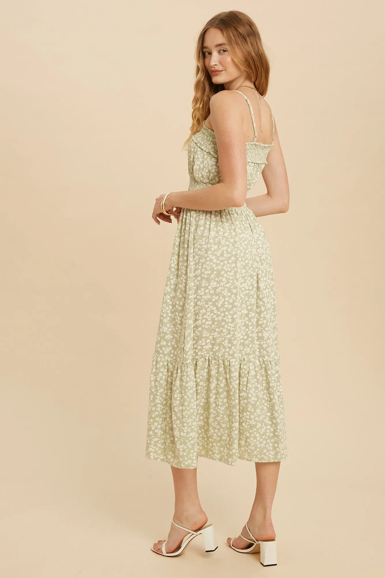 Moss Floral Ditzy Print Cami Midi Dress sold by Pinkblush product image thumbnail 3