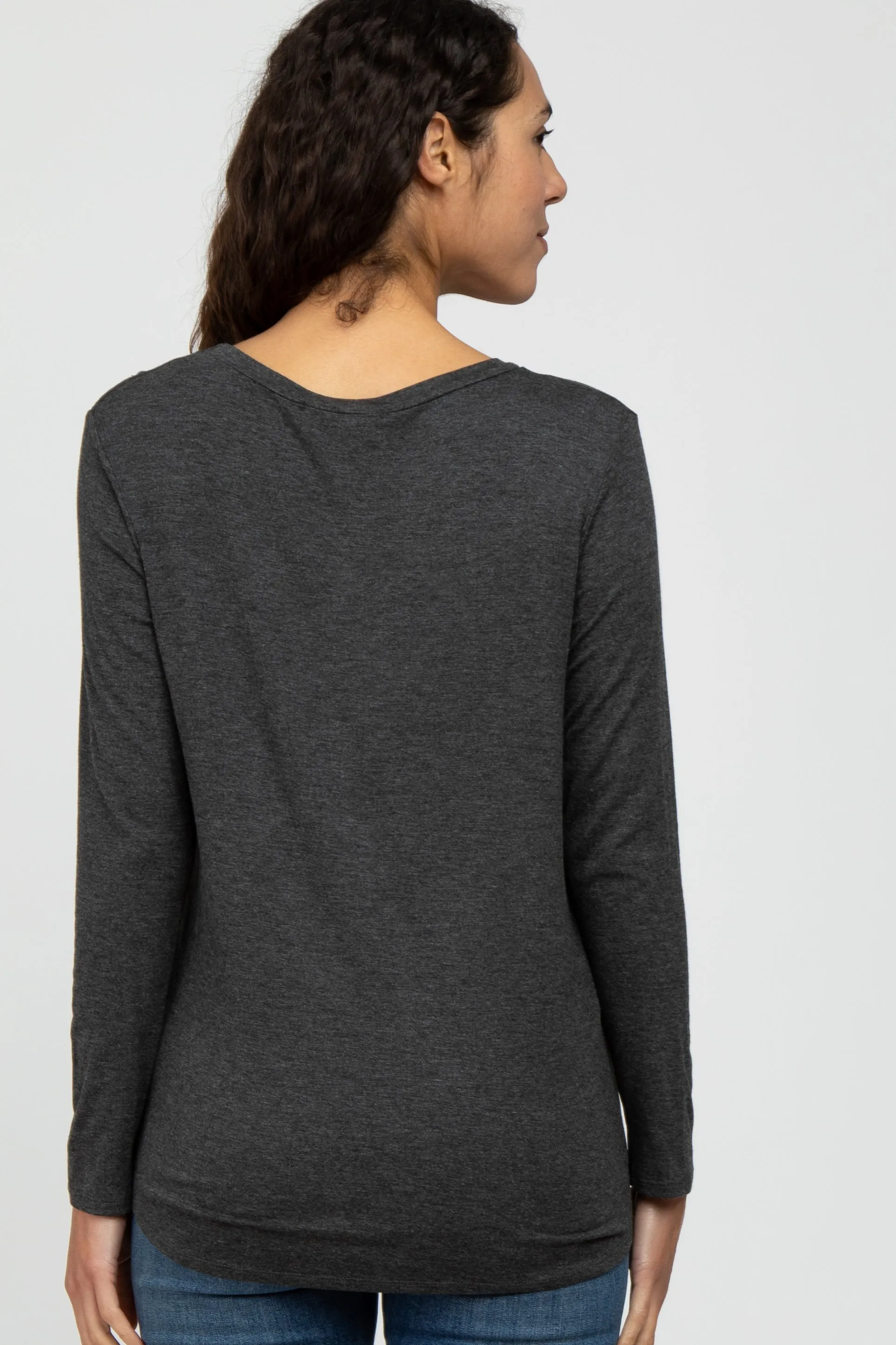 Charcoal Basic Long Sleeve Top sold by Pinkblush product image thumbnail 4