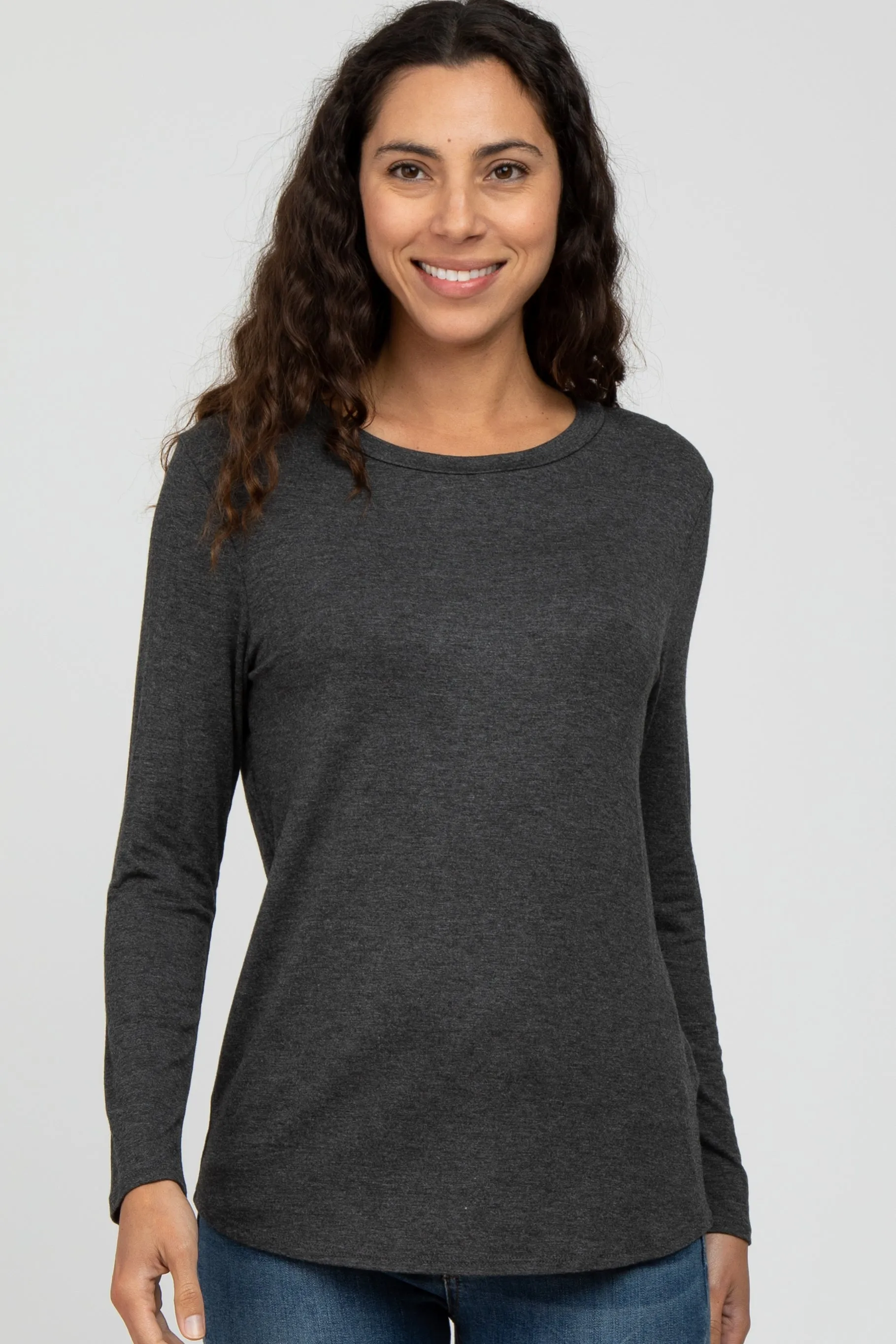 Charcoal Basic Long Sleeve Top sold by Pinkblush