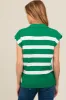Green Striped Split Collar Knit Maternity Top sold by Pinkblush