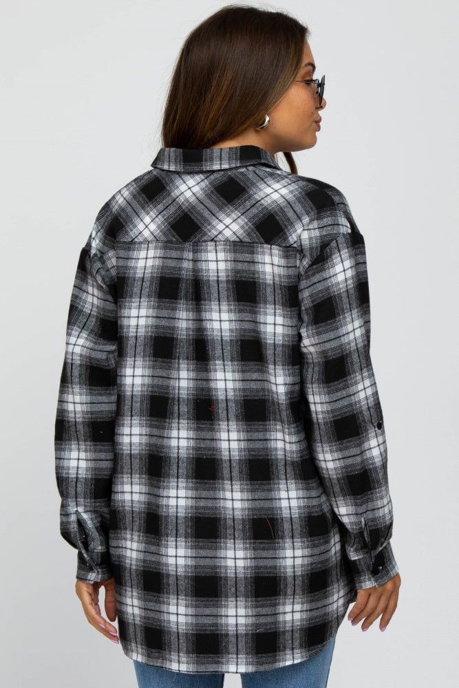 White Black Plaid Button Down Maternity Top sold by Pinkblush product image thumbnail 3