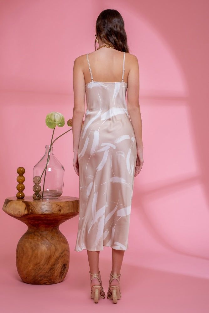 Champagne Brush Stroke Midi Dress sold by Pinkblush product image thumbnail 3