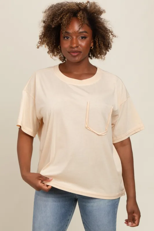 Cream Vintage Wash Oversized Tee sold by Pinkblush