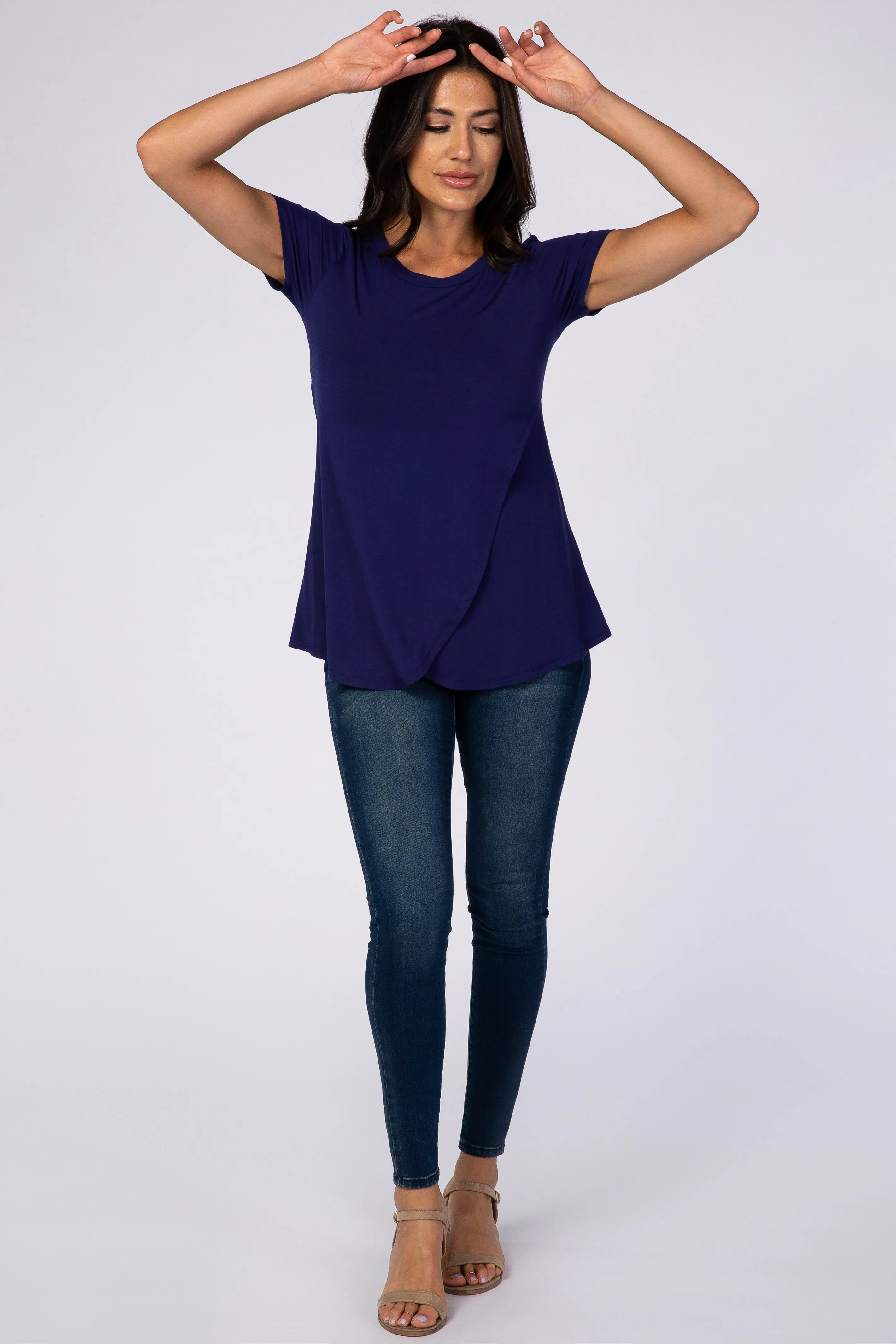 Navy Layered Wrap Front Nursing Top sold by Pinkblush product image thumbnail 2