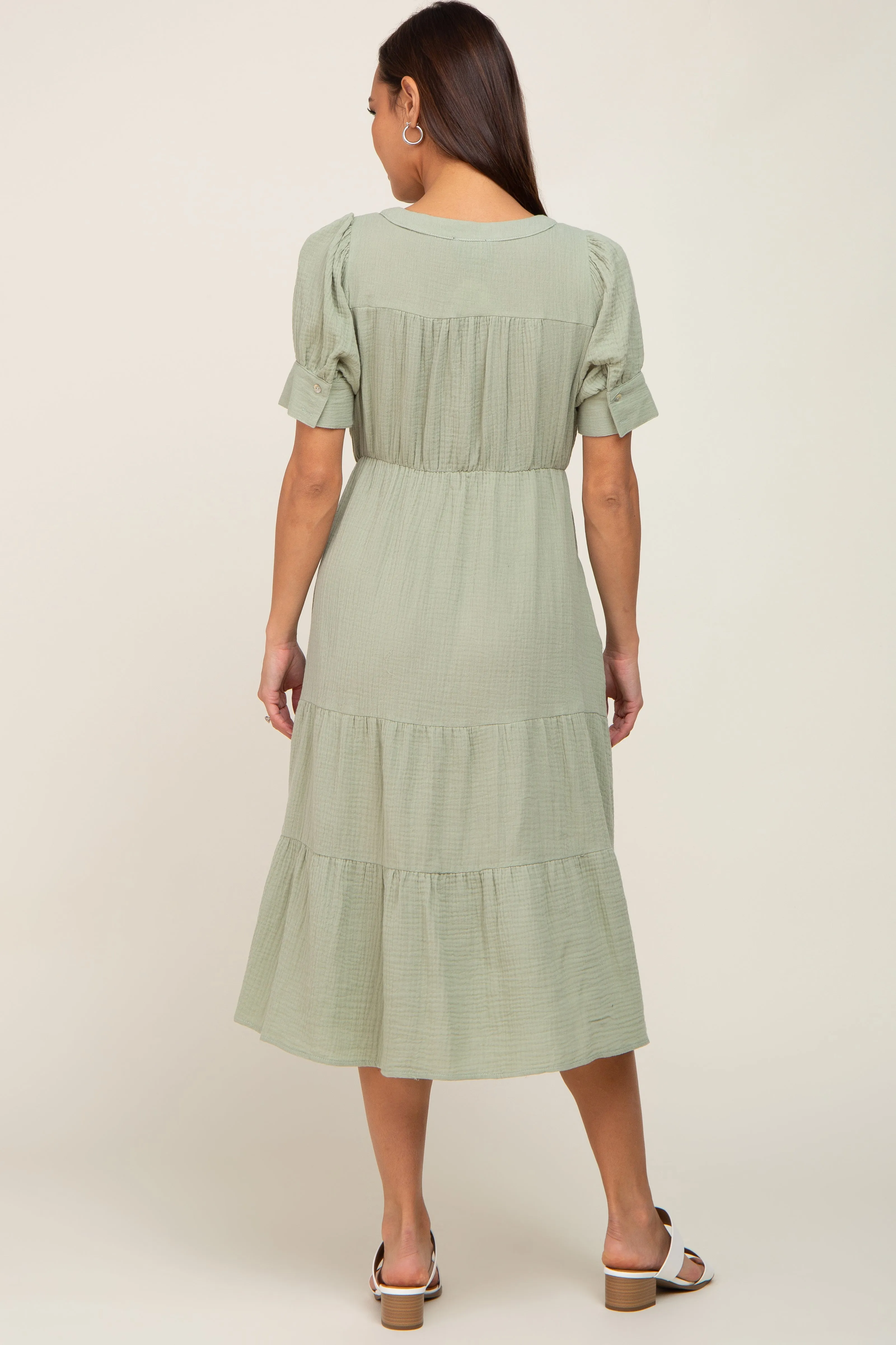 Mint Button Down Short Sleeve Maternity Dress sold by Pinkblush product image thumbnail 3