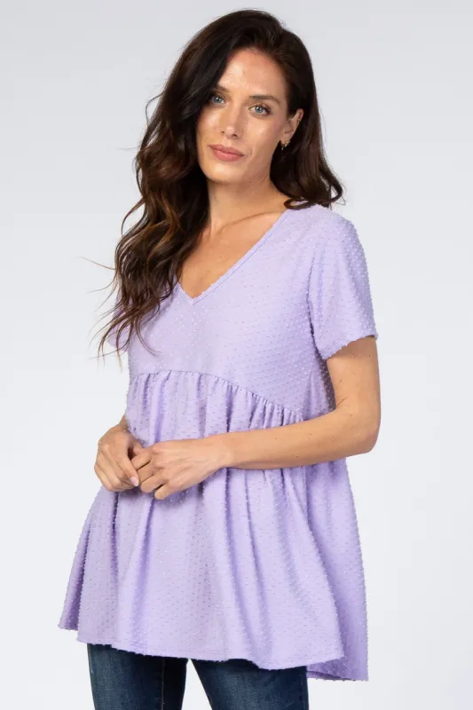 Lavender Swiss Dot Peplum Top sold by Pinkblush