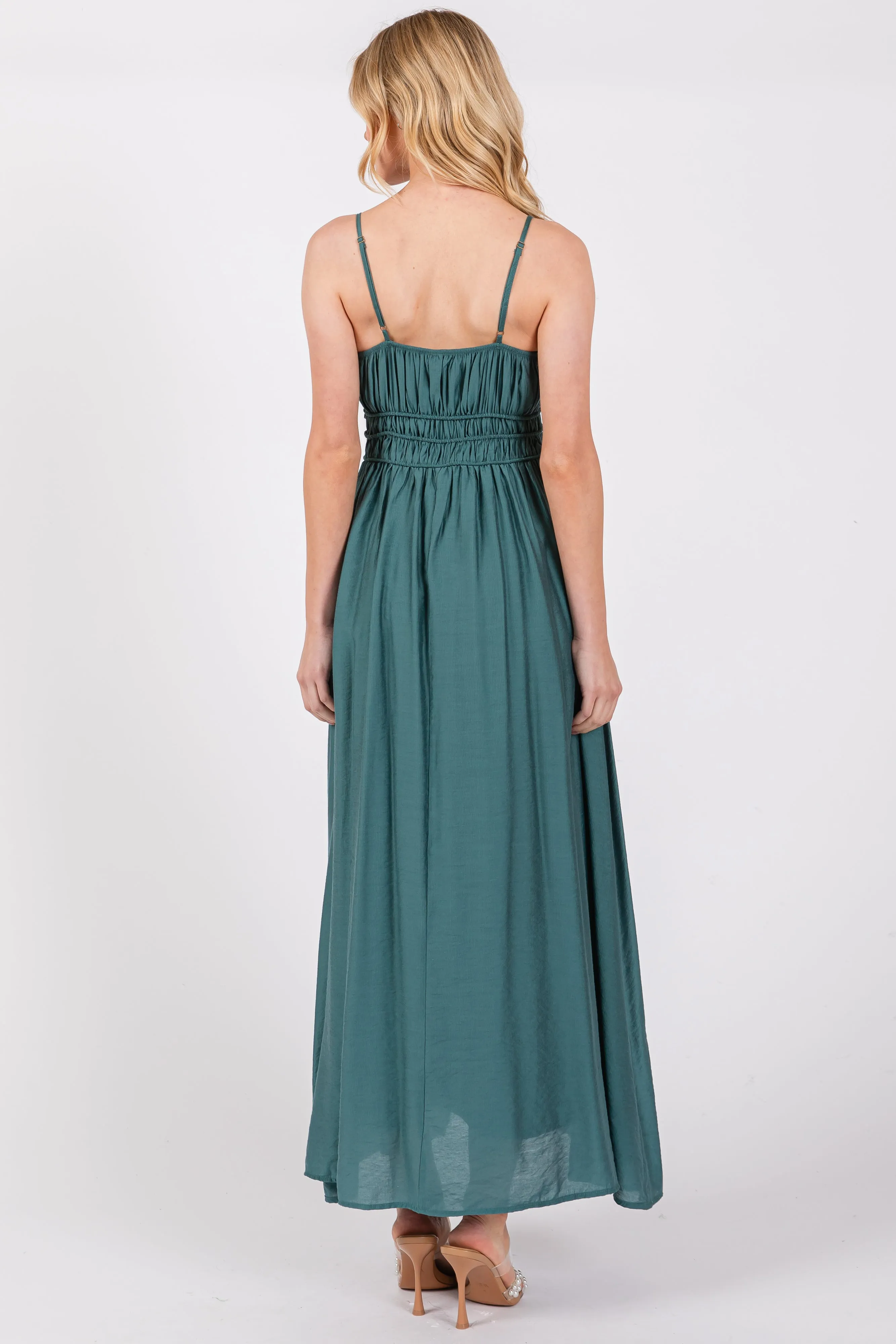 Teal Sleeveless Square Neckline Maxi Dress sold by Pinkblush product image thumbnail 3