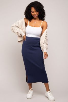 Navy Basic Maxi Skirt sold by Pinkblush