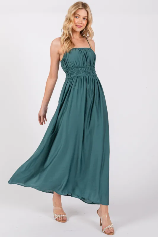 Teal Sleeveless Square Neckline Maxi Dress sold by Pinkblush