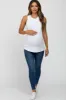 White Ribbed Sleeveless Maternity Top sold by Pinkblush
