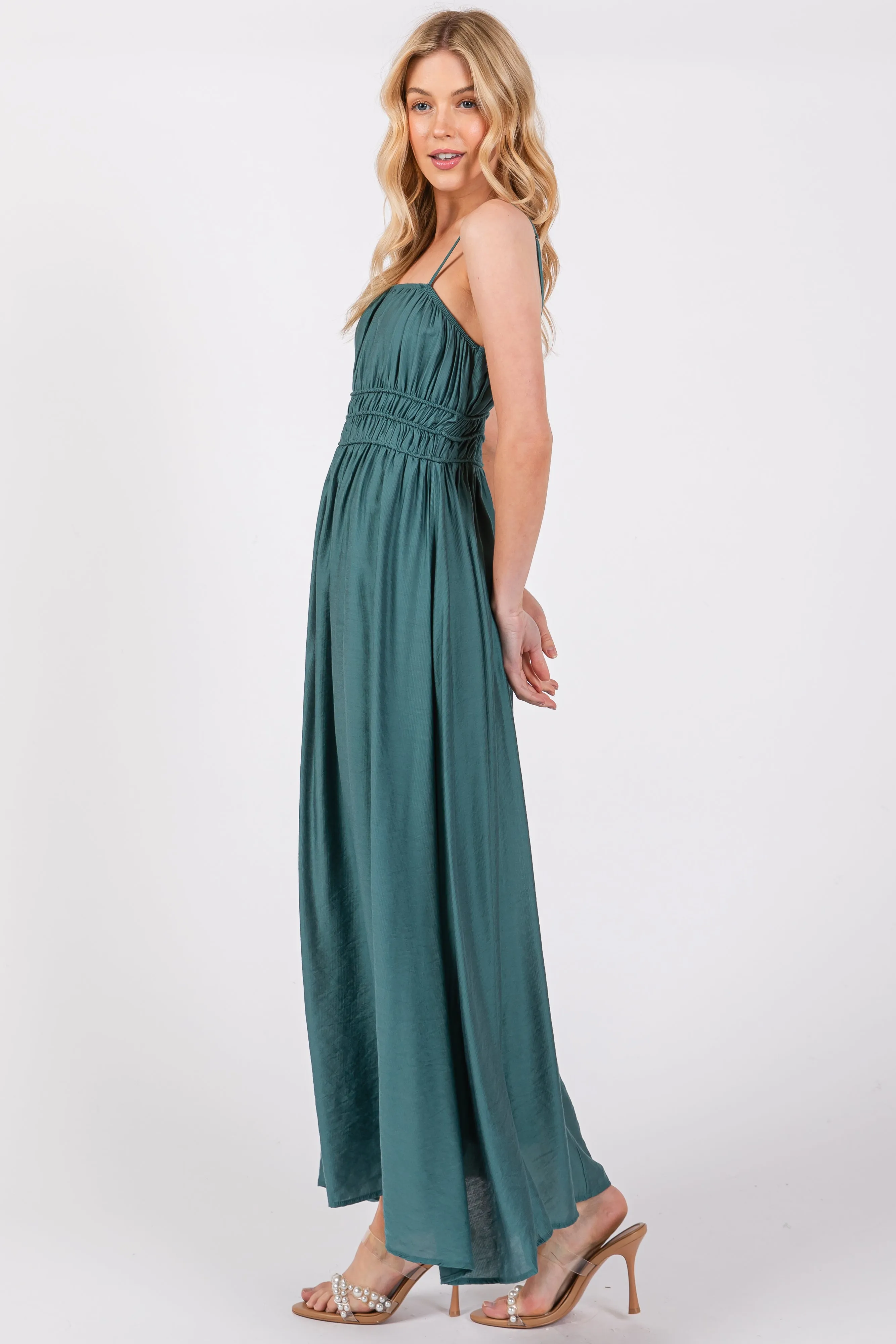 Teal Sleeveless Square Neckline Maxi Dress sold by Pinkblush product image thumbnail 2