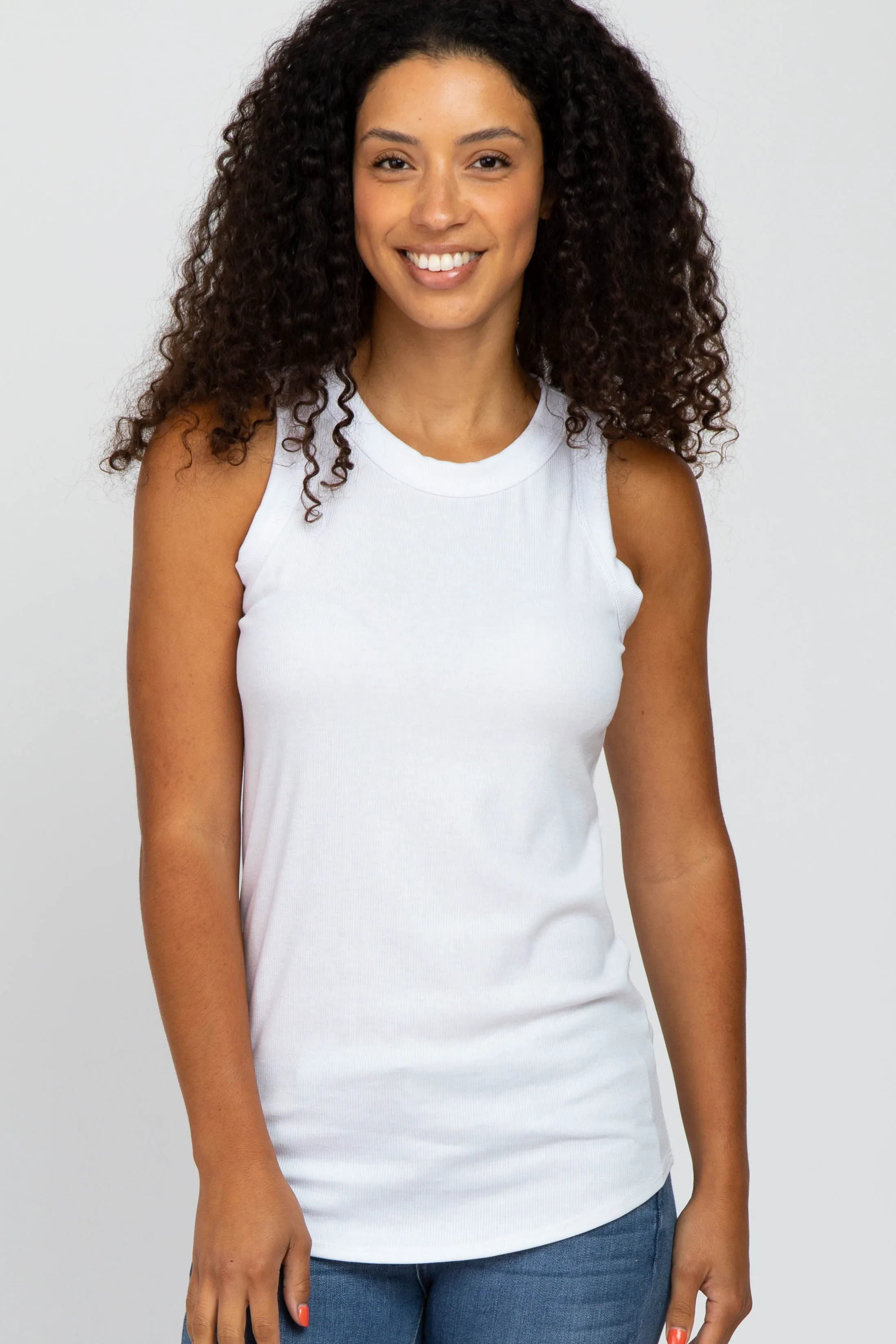 White Ribbed Sleeveless Maternity Top sold by Pinkblush product image thumbnail 5