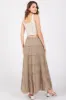 Olive Drawstring Tiered Maxi Skirt sold by Pinkblush