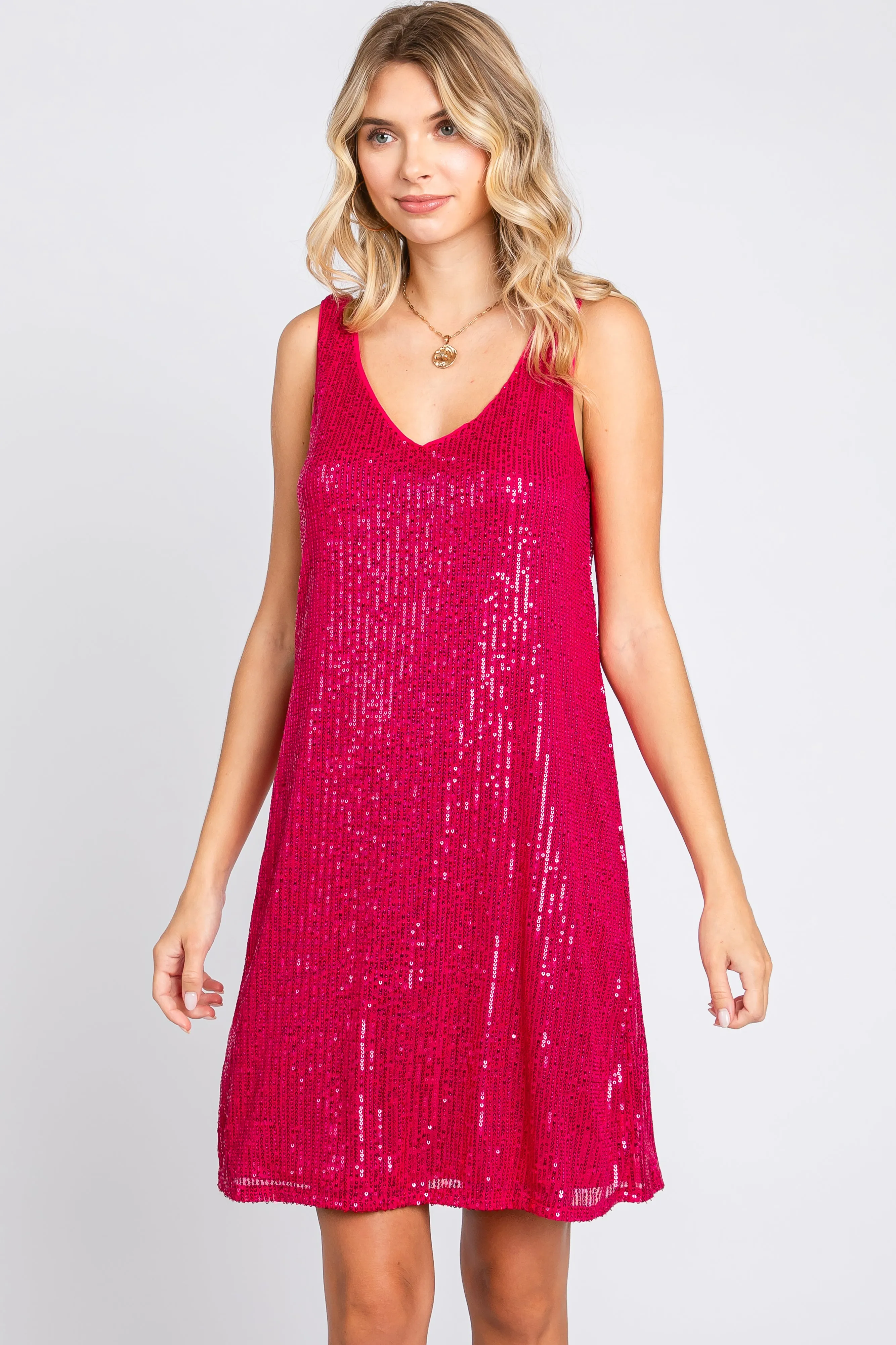 Fuchsia Sequin Sleeveless Dress sold by Pinkblush product image thumbnail 2