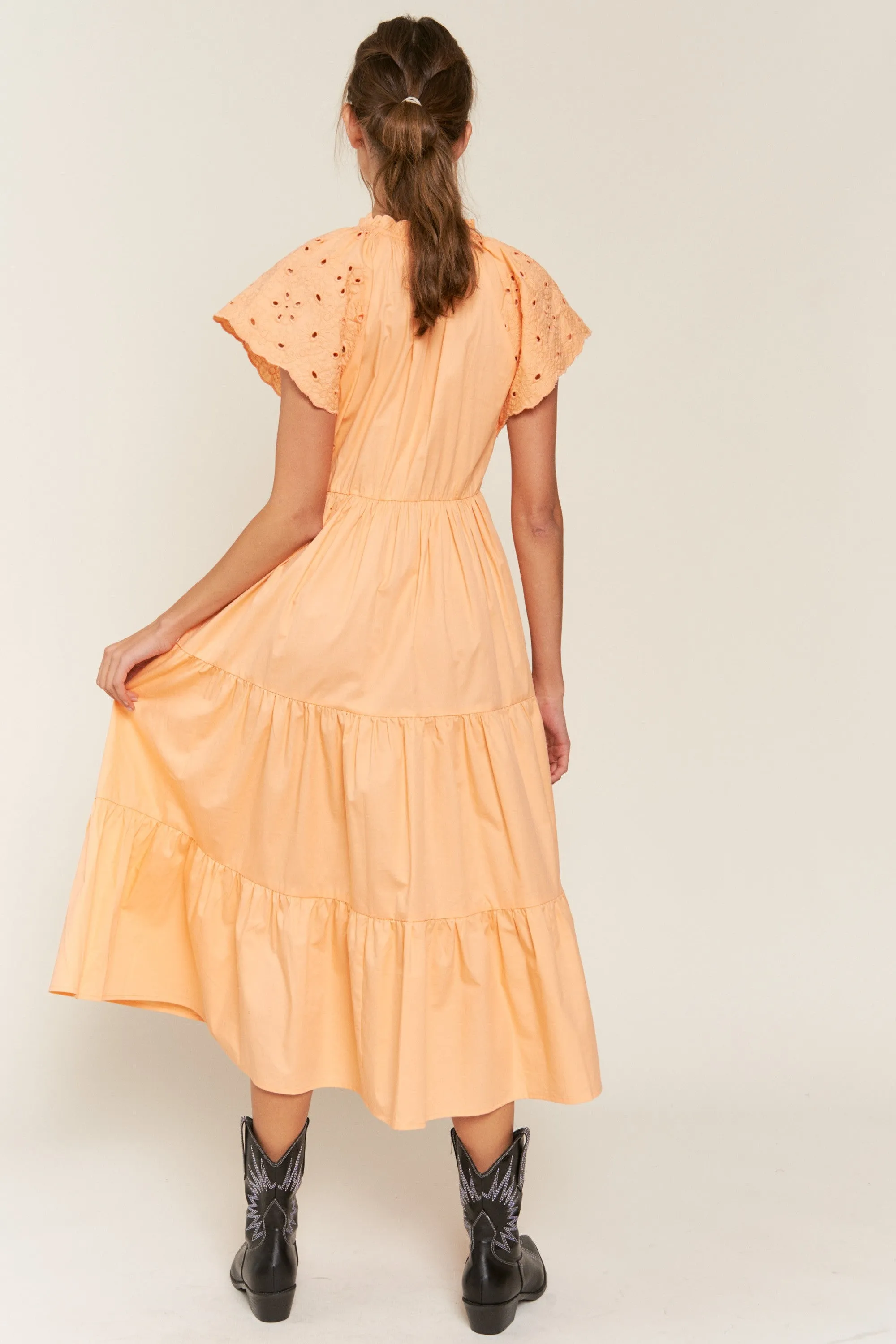 Peach Cotton Embroidered Midi Dress sold by Pinkblush product image thumbnail 3
